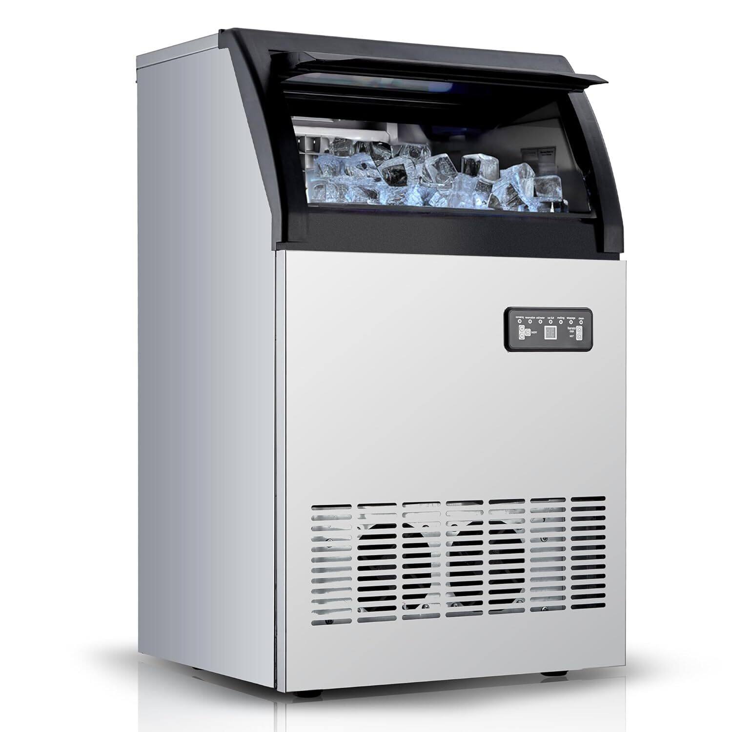 Front. Acekool - 120 LBS/24H Under Counter Commercial Ice Maker Machine for Home Bar Office Restaurant - Silver.