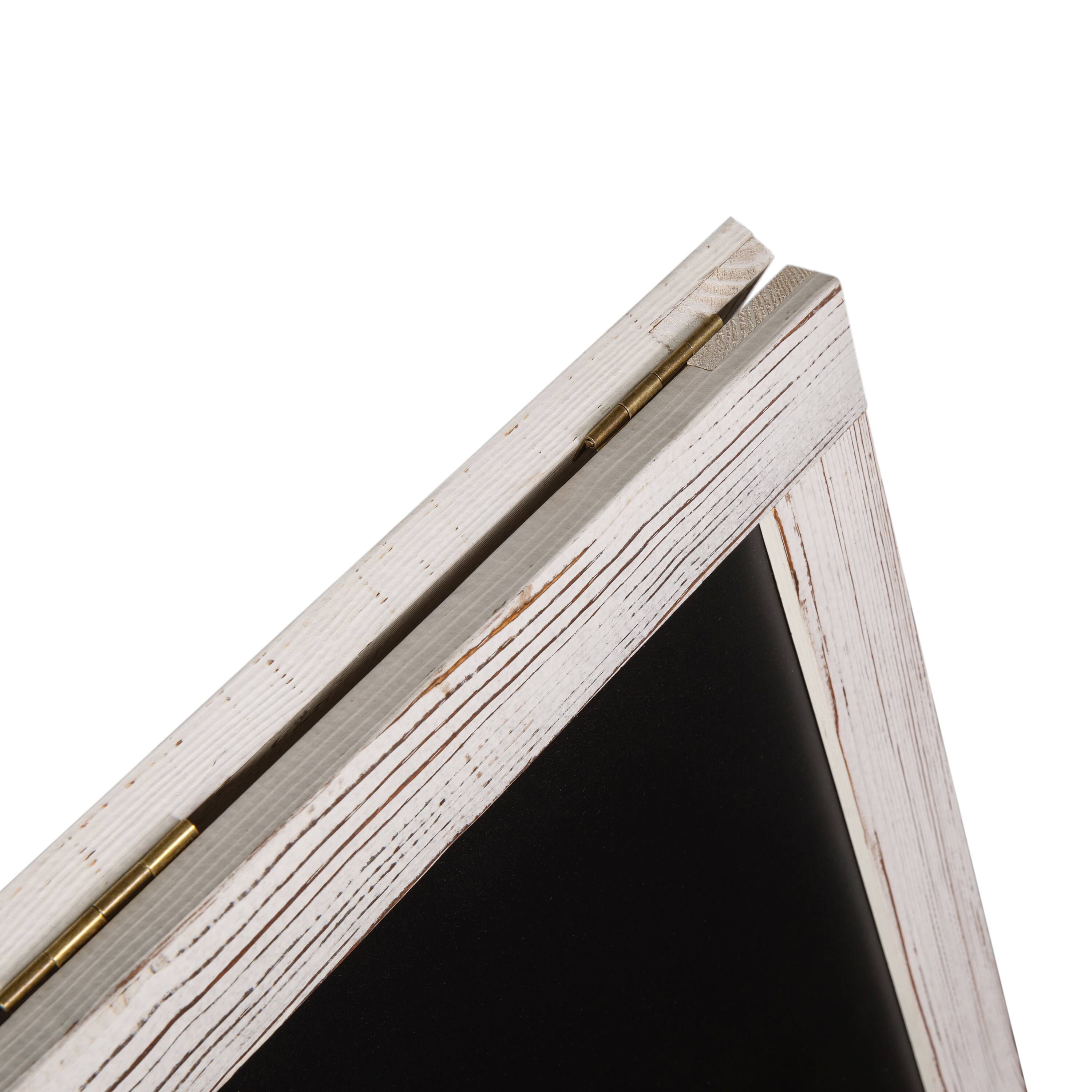 Alt View 8. Emma + Oliver - Rustic Double-Sided A-Frame Wooden Chalkboard with Magnetic Surface - White Wash.
