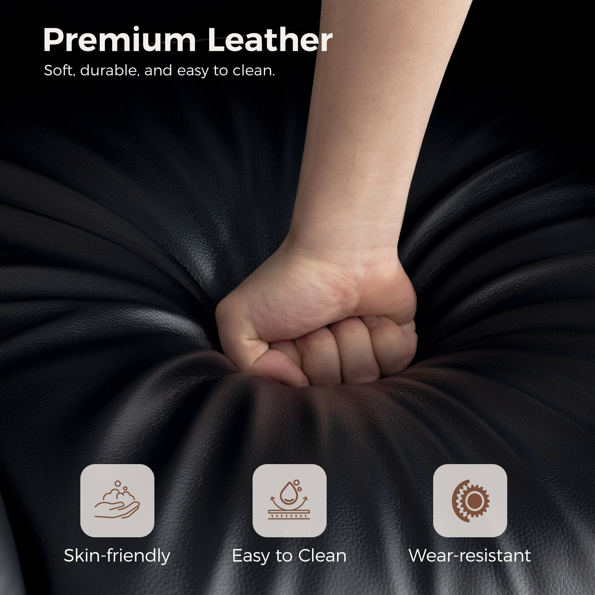 Premium Leather  
Soft, durable, and easy to clean.  

Skin-friendly  
Easy to Clean  
Wear-resistant
