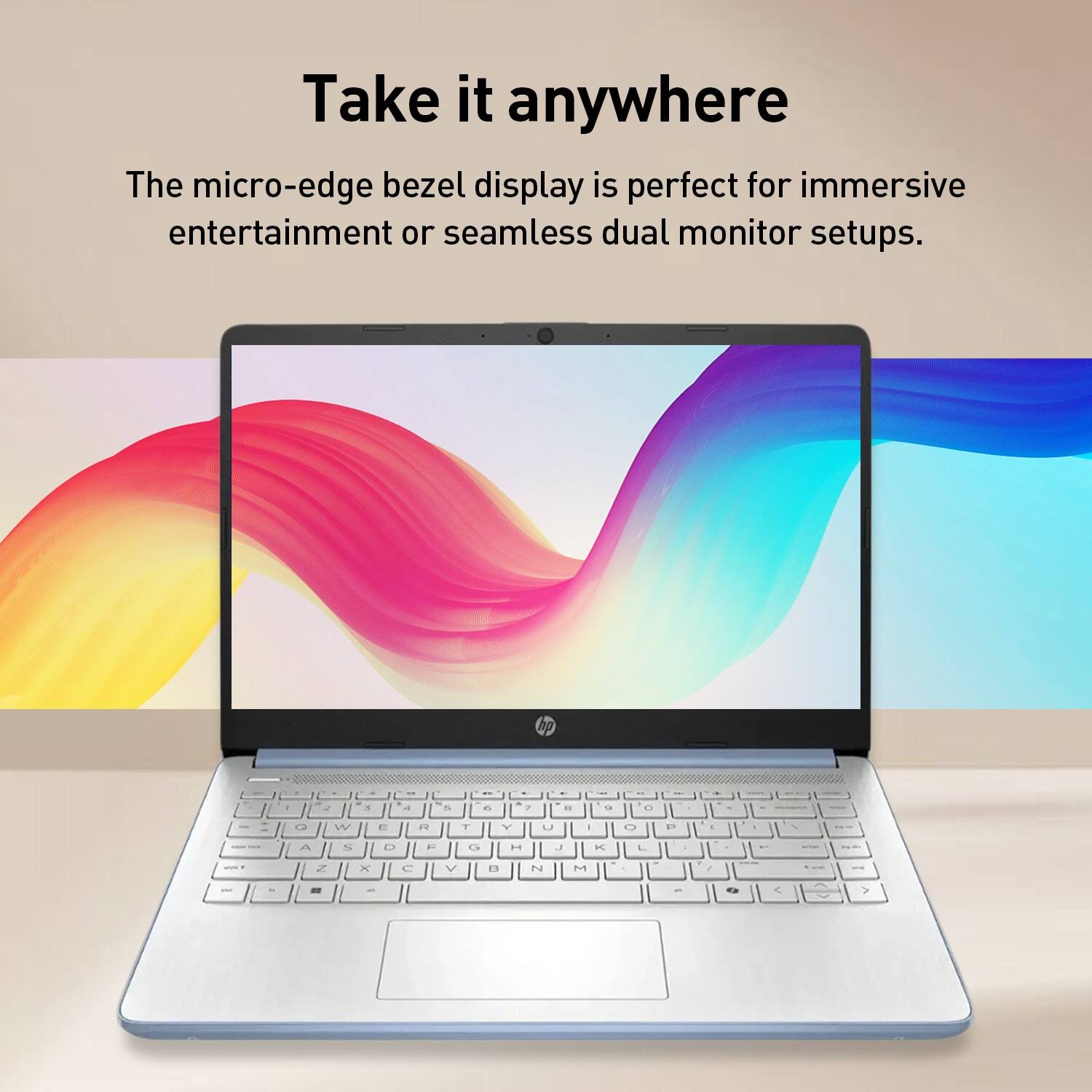 Take it anywhere

The micro-edge bezel display is perfect for immersive entertainment or seamless dual monitor setups.