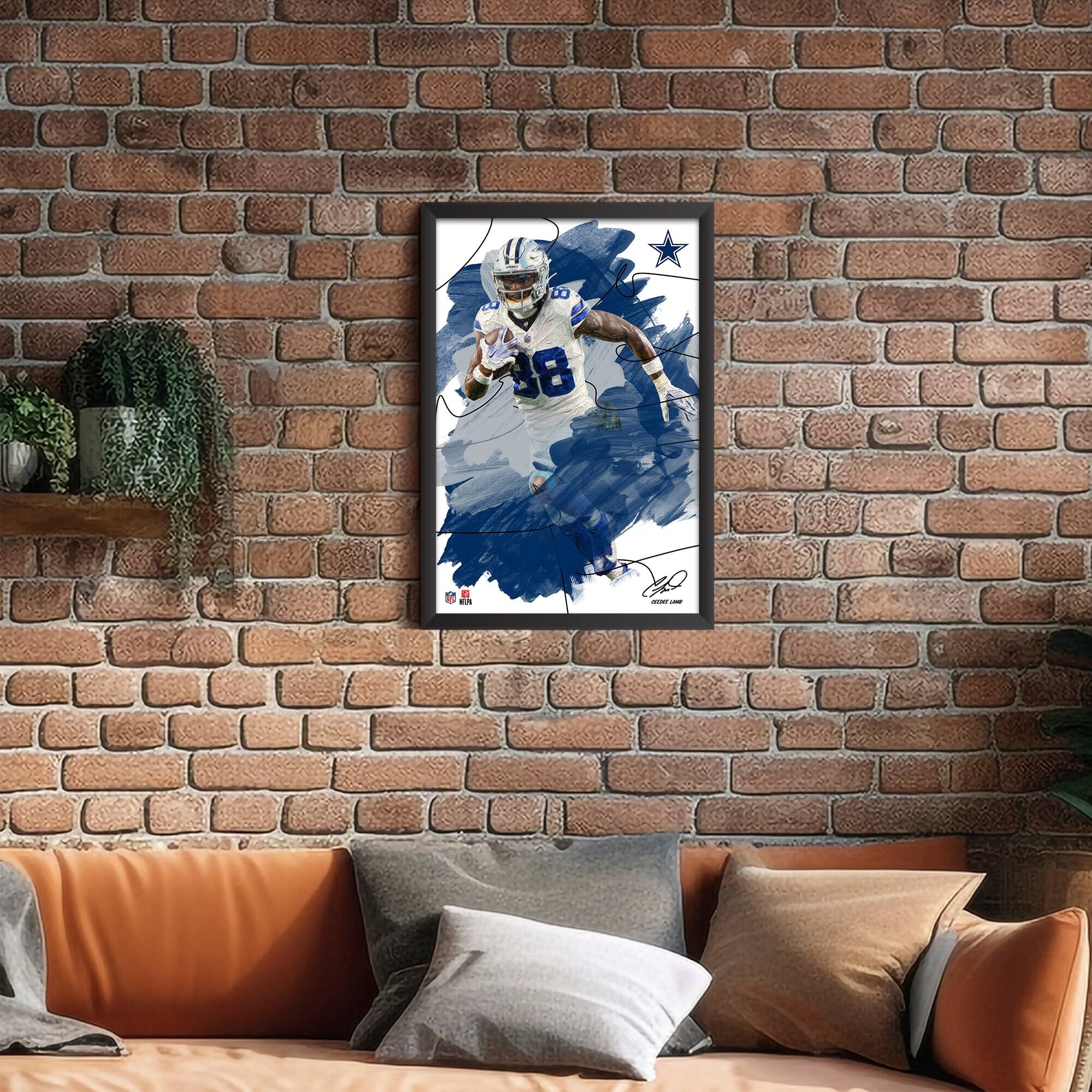Alt View 1. Sporticulture - CeeDee Lamb Dallas Cowboys 14" x 20" Brush Stroke Player Framed Art Print - Multicolor.