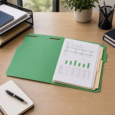 Alt View 4. Staples - Reinforced Classification Folder, 3/4" Expansion, Letter Size, 50/Box - Green.