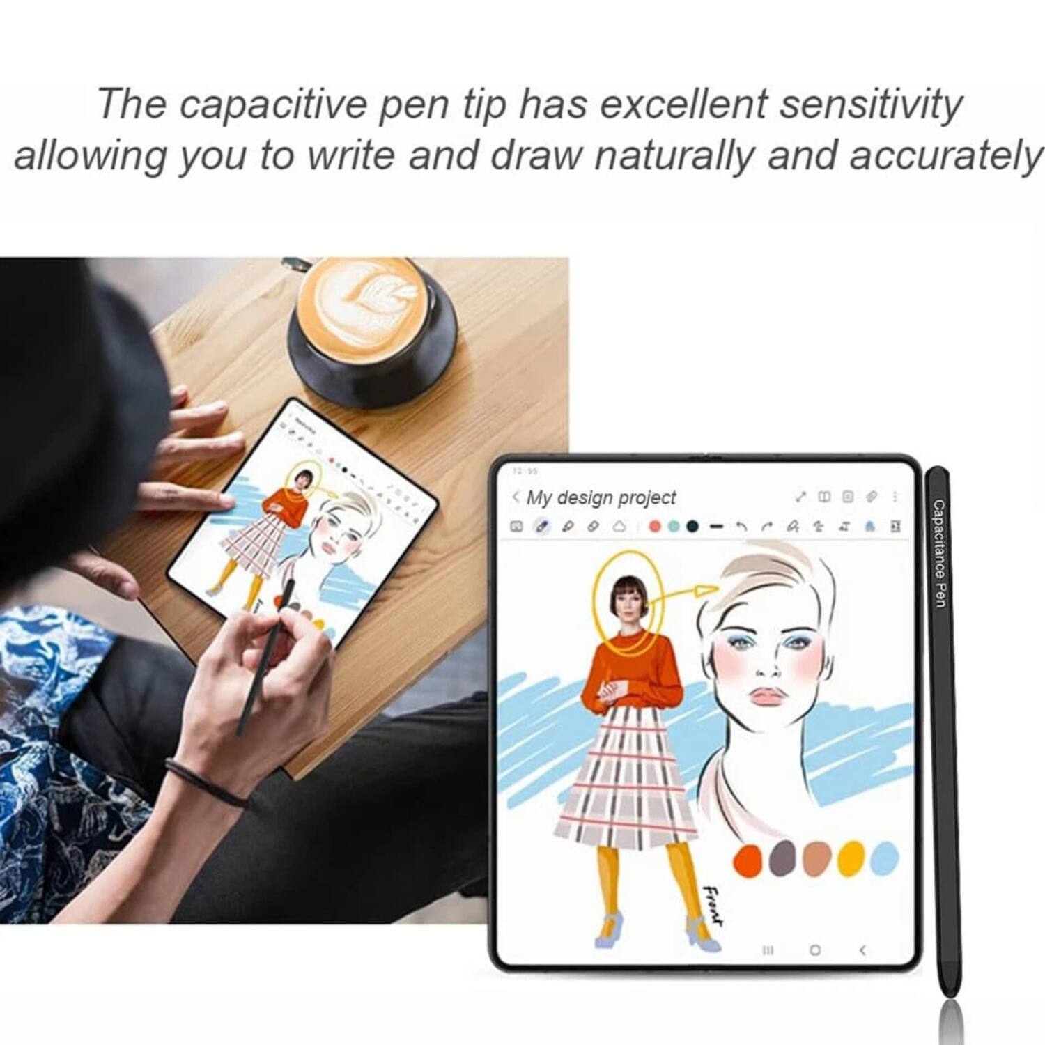 The capacitive pen tip has excellent sensitivity allowing you to write and draw naturally and accurately.

My design project - Capacitance Pen Front