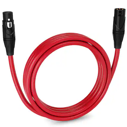 Front. Lyxpro - 10 ft Balanced XLR Cable, Male to Female, 3 Pin Microphone Cable - Red.
