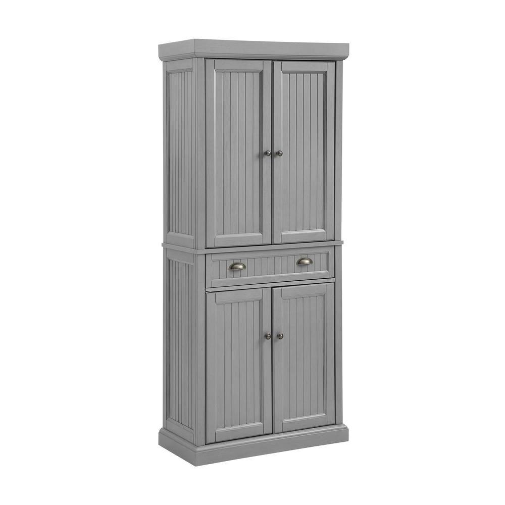 Alt View 4. Crosley Furniture - Seaside Kitchen Storage Pantry - Distressed Gray.