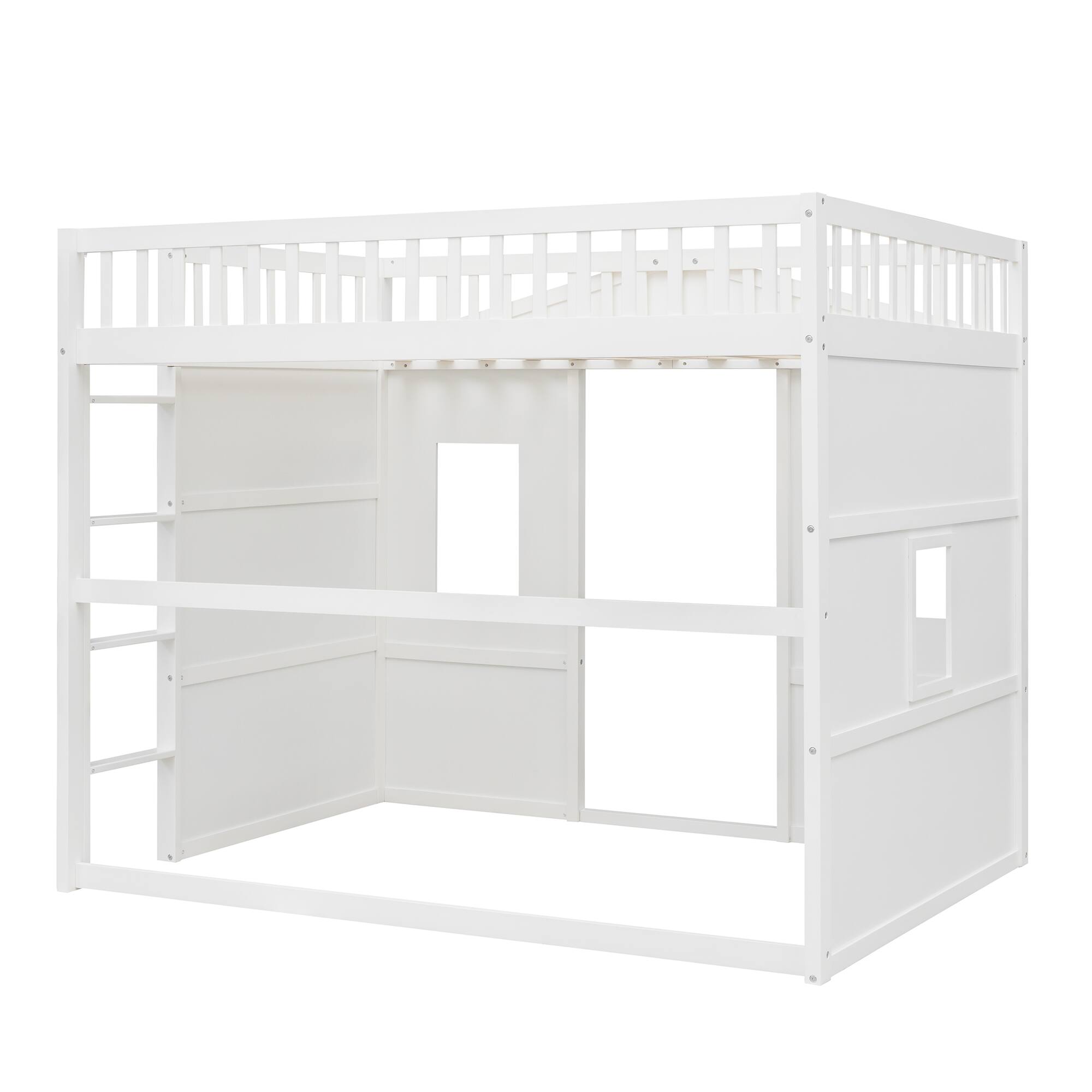 Alt View 2. Whisen - Wood Loft Bed with Ladder,Sturdy Elevated Platform Bed Frame for Kids and Teens - White.
