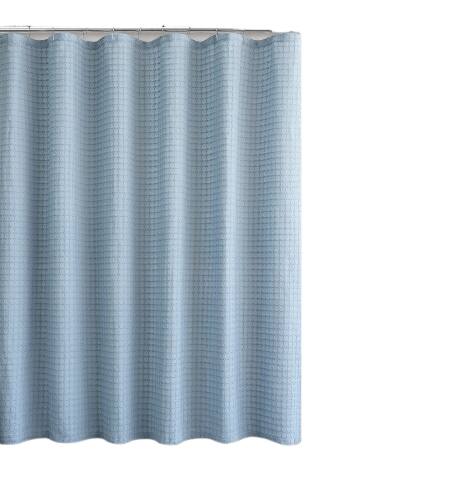 Angle. Kate Aurora - Kate Aurora Spa Collection Modern Waffle Fabric Shower Curtain - Standard Size - Blue - Blue.
