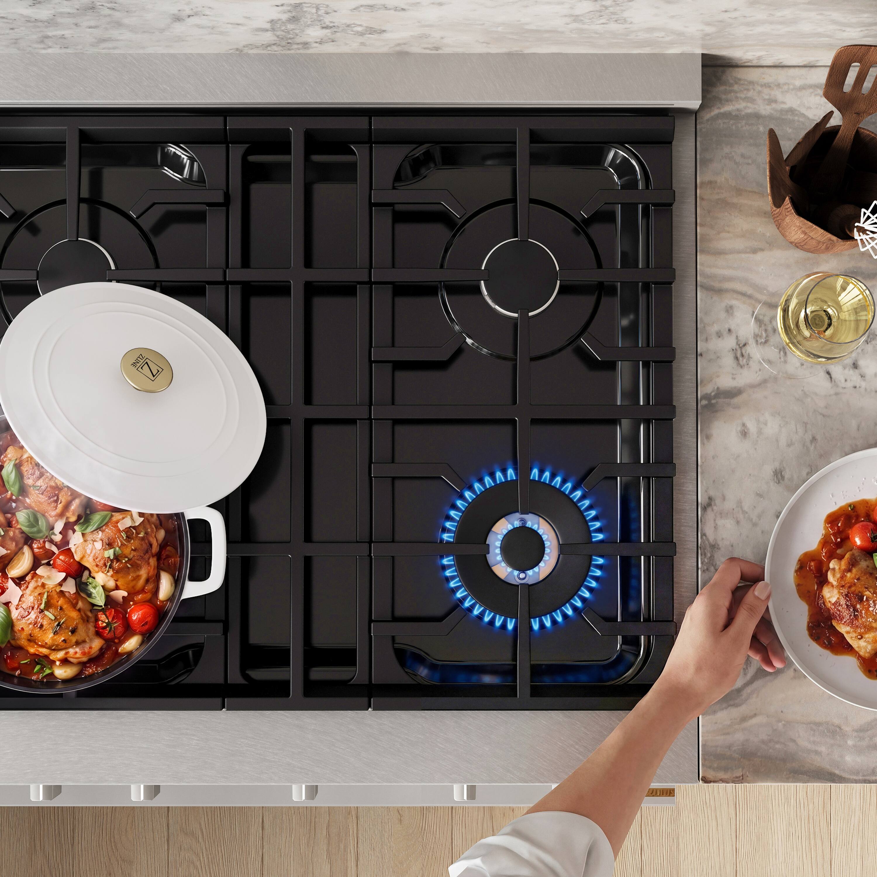 Alt View 15. ZLINE - 30 in. 4.2 cu. ft. Marino Dual Fuel Freestanding Range with 4 Gas Burners and Convection Oven in Satin Stainless Steel - Satin Stainless Steel.