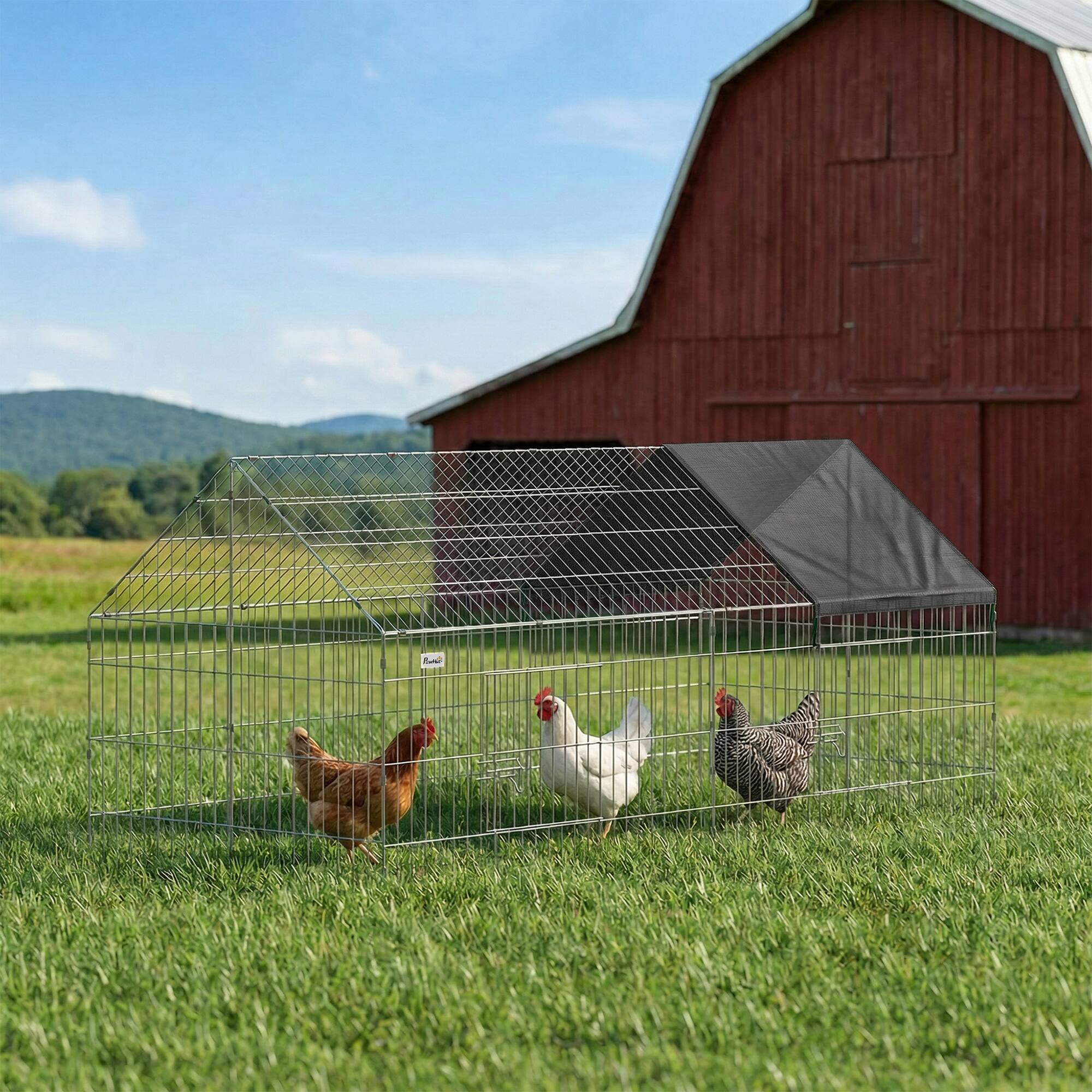 Alt View 1. Pawhut - Chicken Coop with Cover for Backyard Small Animals Duck Rabbit - Black.