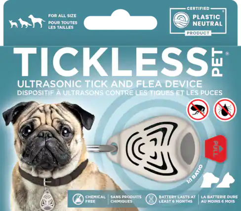 CERTIFIED PLASTIC NEUTRAL PRODUCT
FOR ALL SIZE
POUR TOUTES LES TAILLES
TICKLESS PET
ULTRASONIC TICK AND FLEA DEVICE
DISPOSITIF À ULTRASONS CONTRE LES TIQUES ET LES PUCES
1:1 RATIO
CHEMICAL FREE
SANS PRODUITS CHIMIQUES
BATTERY LASTS AT LEAST 6 MONTHS
LA BATTERIE DURE AU MOINS 6 MOIS