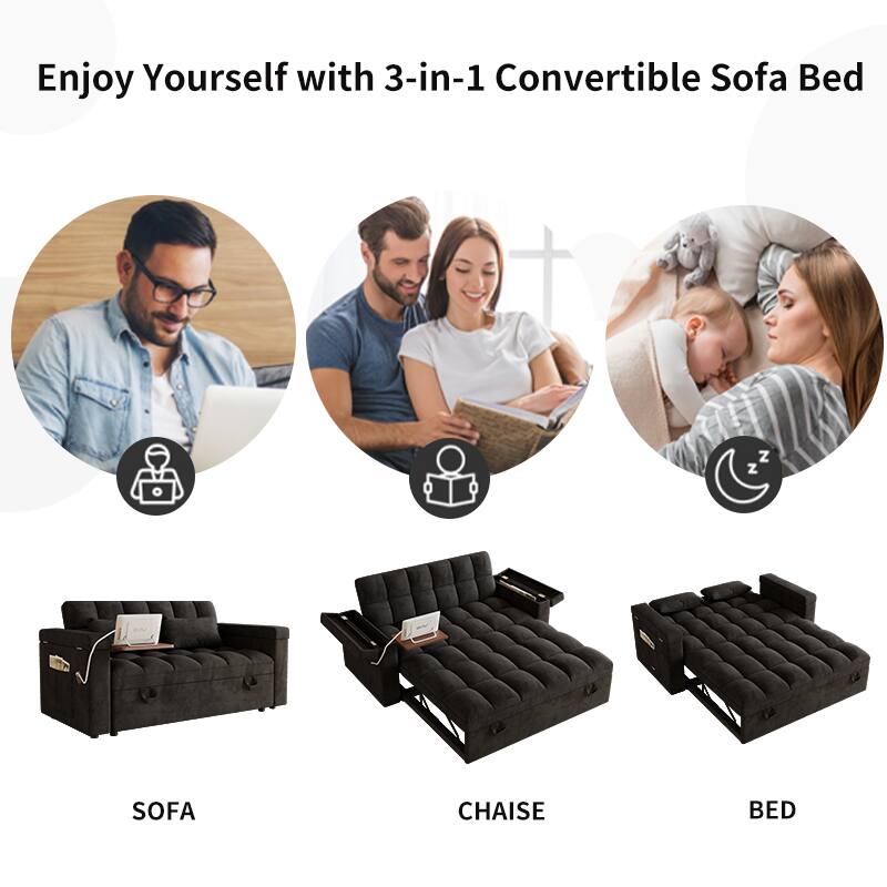 Enjoy Yourself with 3-in-1 Convertible Sofa Bed

SOFA

CHAISE

BED