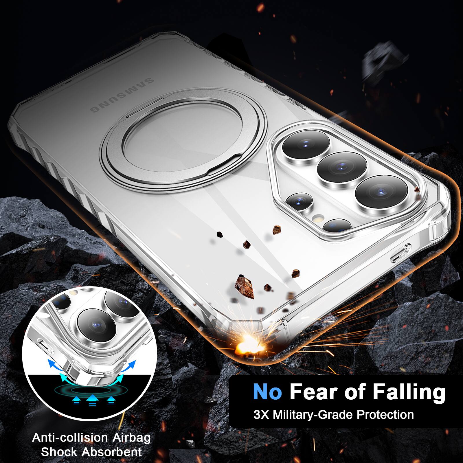 SAMSUNG Anti-collision Airbag Shock Absorbent  
No Fear of Falling  
3X Military-Grade Protection