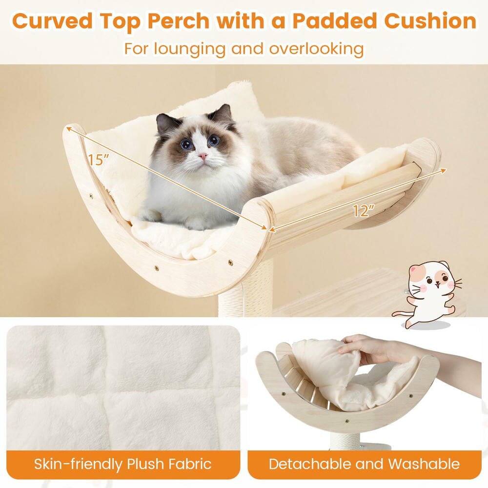 Curved Top Perch with a Padded Cushion  
For lounging and overlooking  

15" x 12"  

Skin-friendly Plush Fabric  
Detachable and Washable