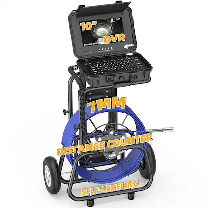 Front. Aukfa - Sewer Camera - 10" HD Borescope with Self-Leveling, IP68, 200Ft 7MM Cable, DVR, 32GB.