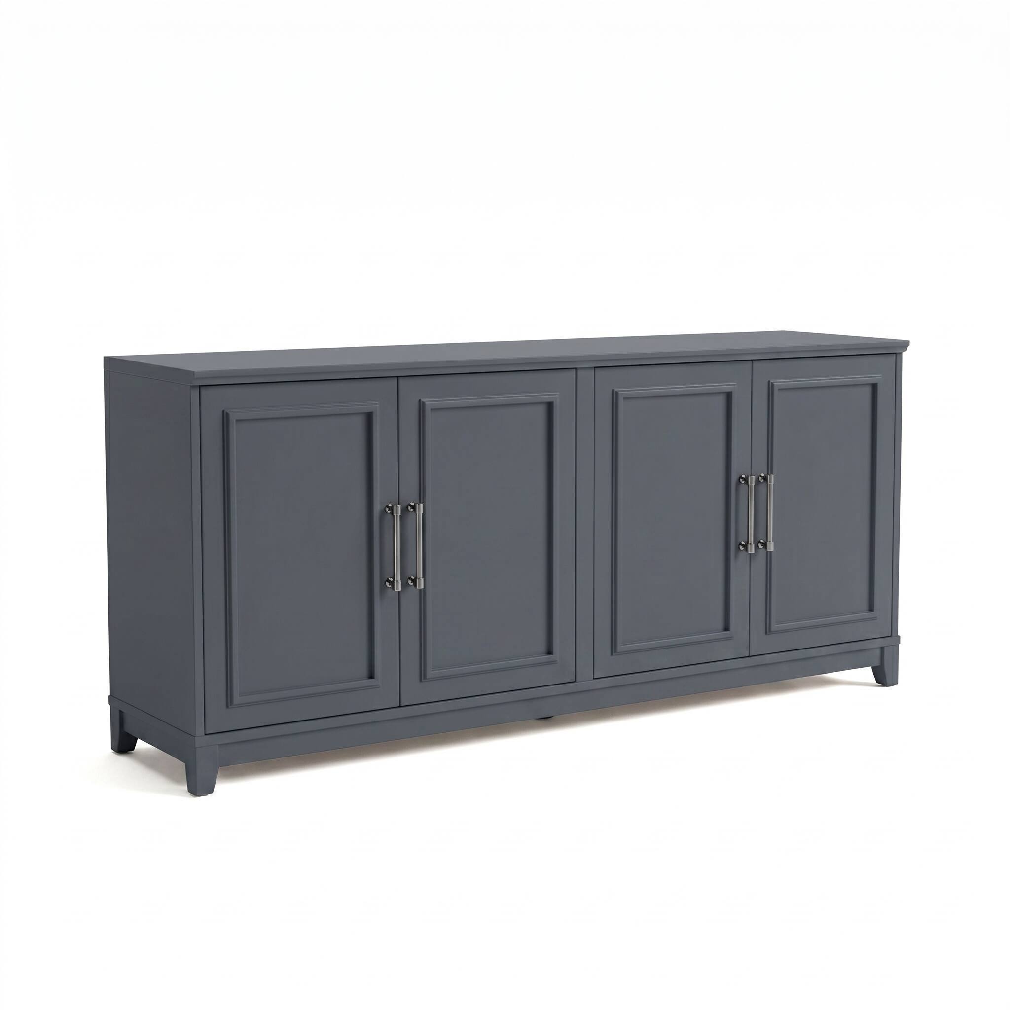 Alt View 1. Martha Stewart - Wooden TV Stand-Adjustable Shelves-Solid Wood Frame/Legs - Slate Blue Frame/Gunmetal Hardware.