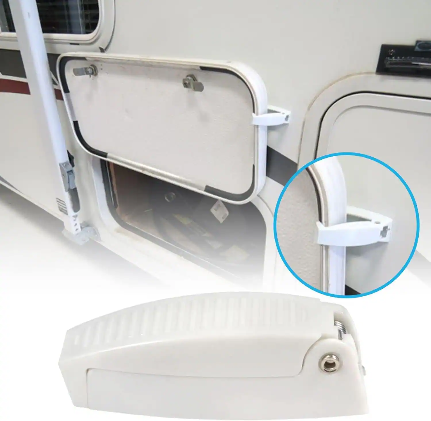 Alt View 1. HQRP - RV baggage door catch latch clips - 2-pack hold-open - White.