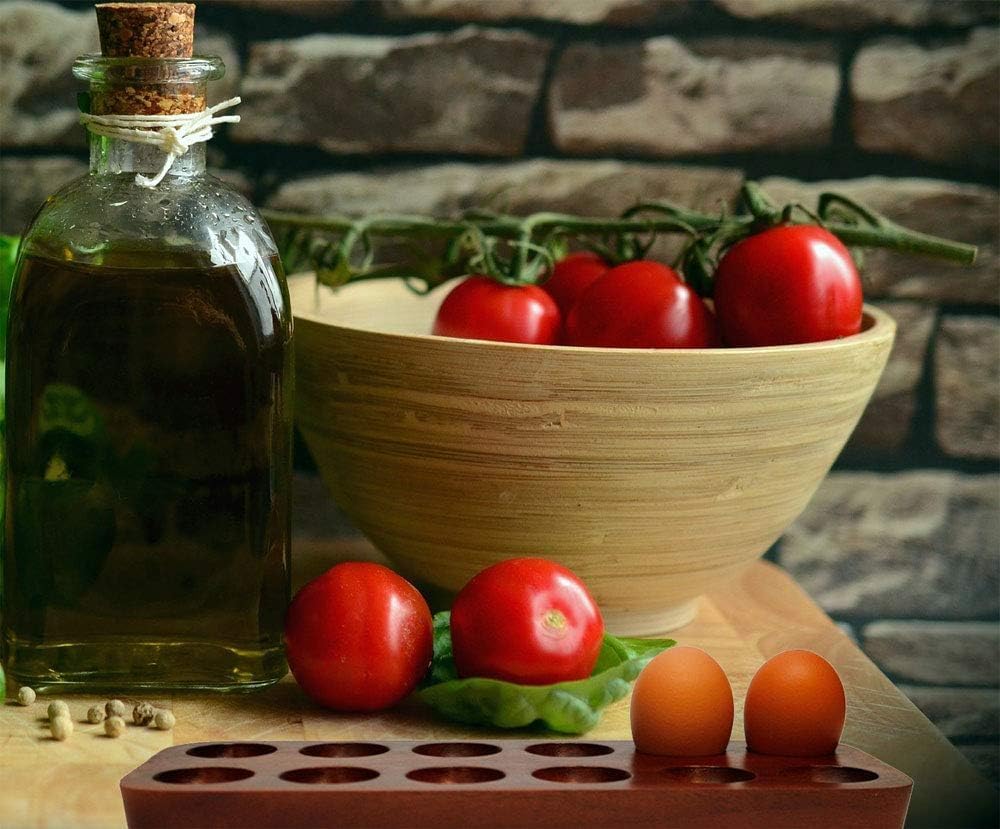 Angle. Amber Sporting Goods - Scottish Farms Wooden Egg Tray – 12 Egg Holder Rack for Storage, Serving & Deviled Eggs - Brown.