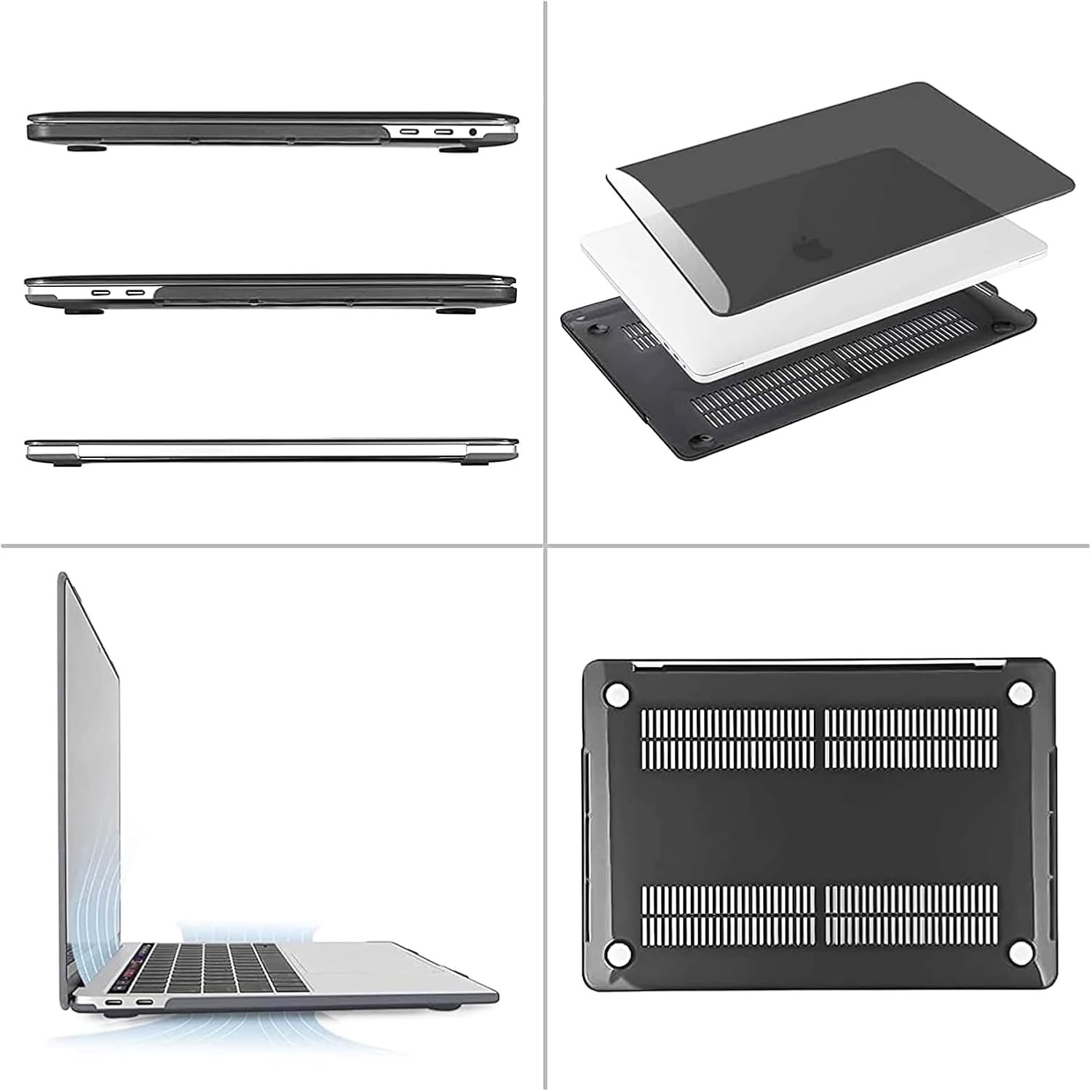 Alt View 1. mosiso - Hard Shell Case for 13-inch MacBook Pro 2016-2026 A2338 A2289 A2251 A2159 A1989 A1706 A1708 - Smoke Black.