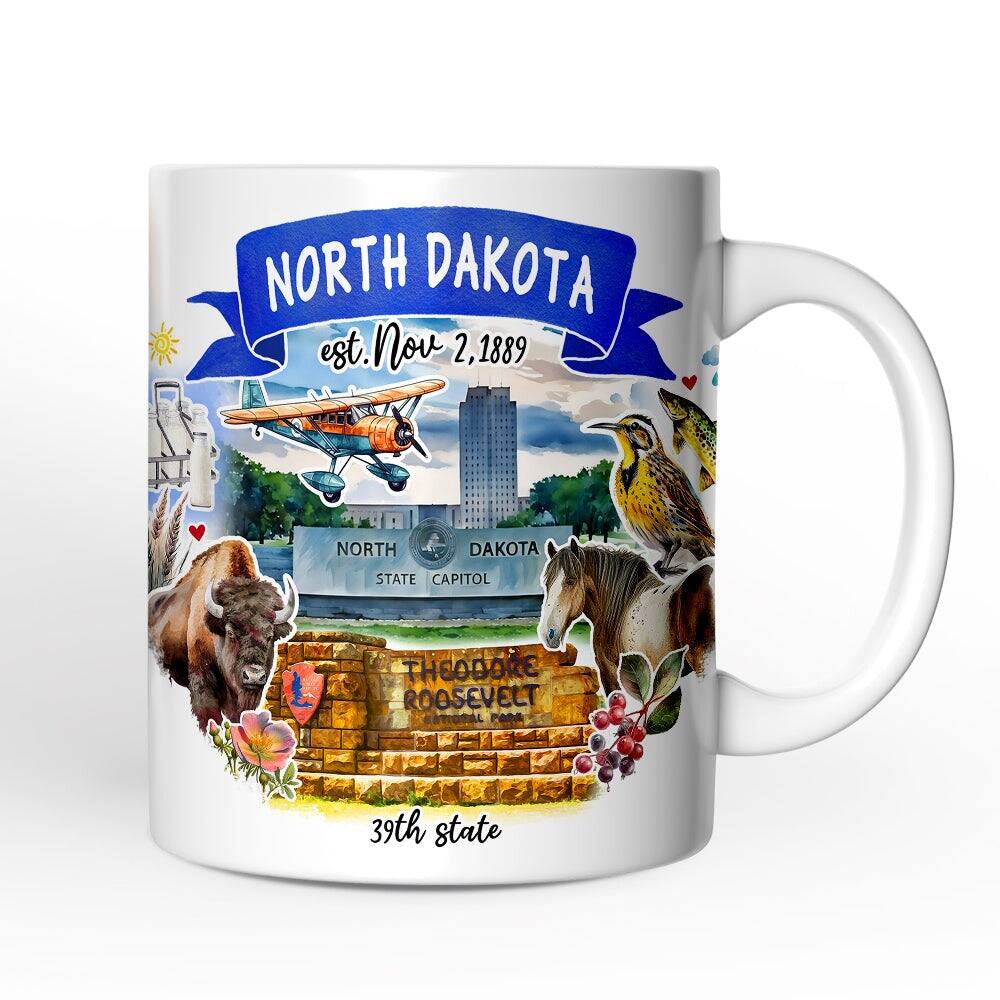 Photos - Mug / Cup North OrnamentallyYou - Artistic  Dakota State Themes and Landmarks Mug - White NPCM381 