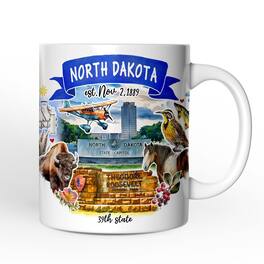 OrnamentallyYou - Artistic North Dakota State Themes and Landmarks Mug - White