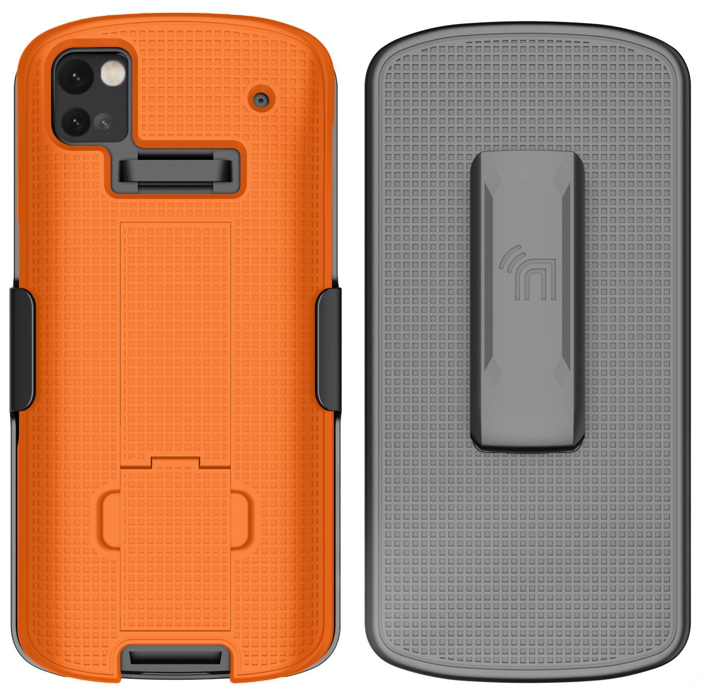 Alt View 2. Nakedcellphone - Combo for Zebra TC53 / TC58 Mobile Computer Scanner - Slim Case with Stand and Belt Clip Holster - Orange.