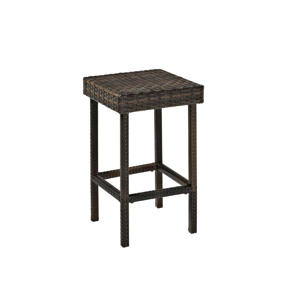 Back. Outdoor Escape - Brown Wicker Bar Stools Set of 2 for Patio - Brown.