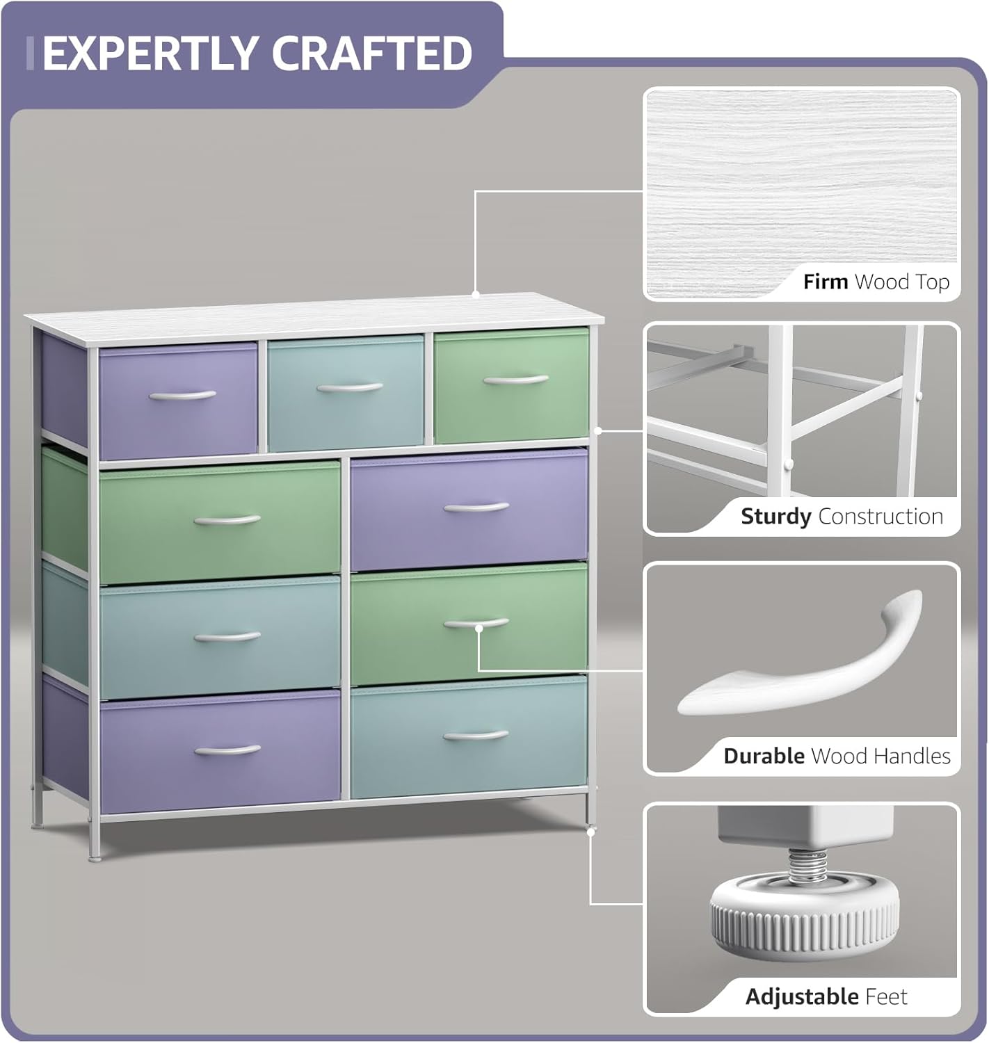EXPERTLY CRAFTED

- Firm Wood Top
- Sturdy Construction
- Durable Wood Handles
- Adjustable Feet