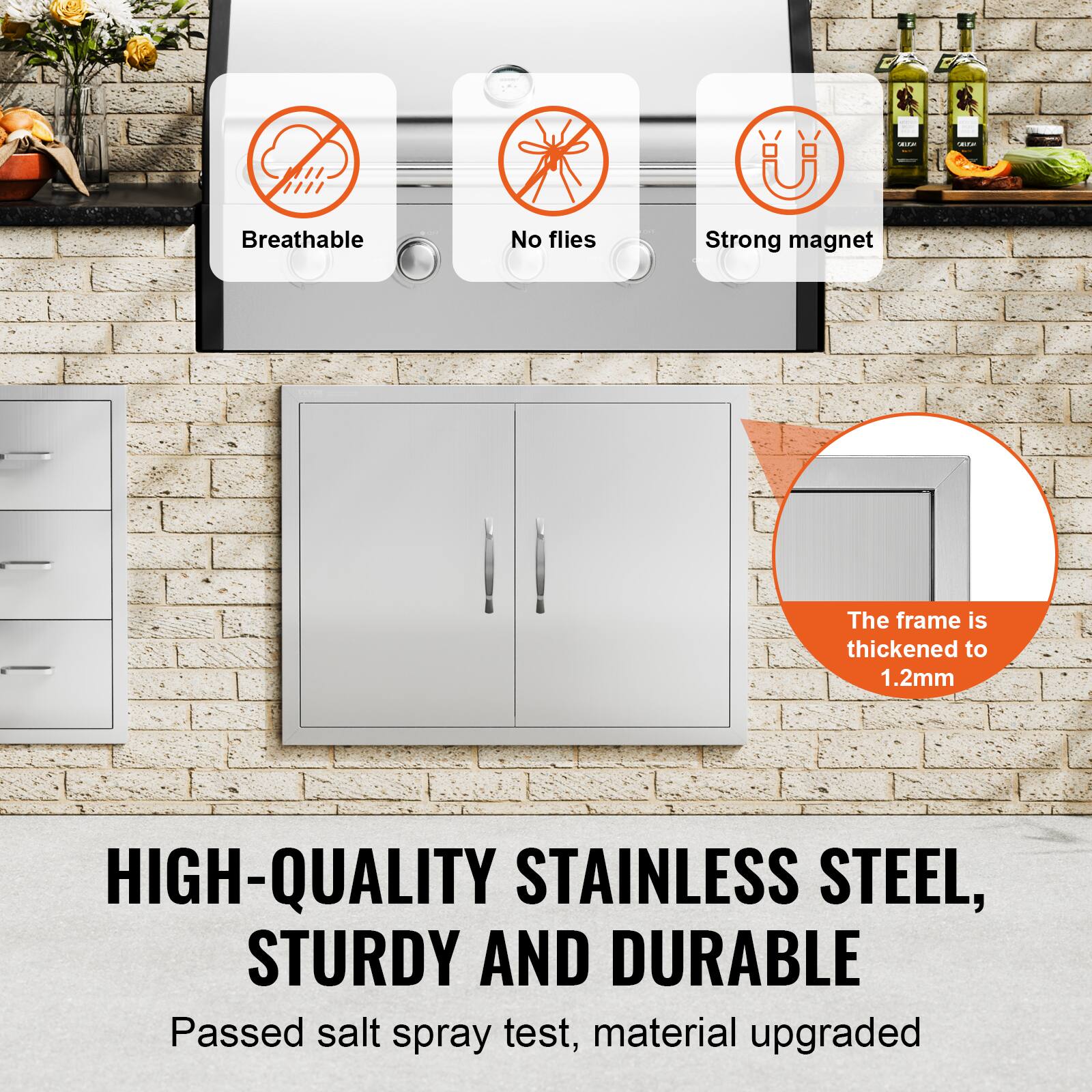 - Breathable
- No flies
- Strong magnet
- The frame is thickened to 1.2mm
- HIGH-QUALITY STAINLESS STEEL, STURDY AND DURABLE
- Passed salt spray test, material upgraded