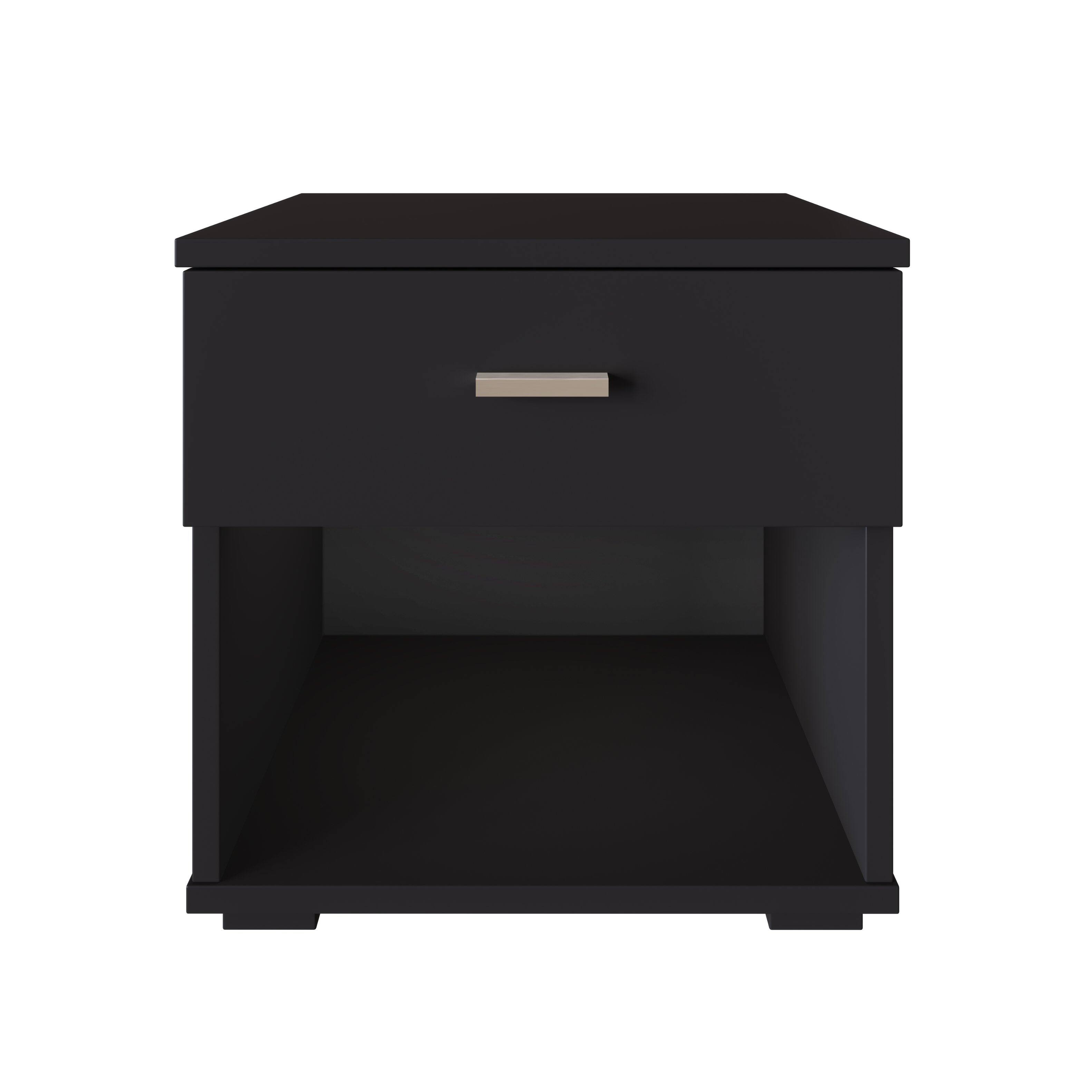 Front. Boyd Sleep - Boyd Sleep Novara Low Profile One Drawer Nightstand - Black.