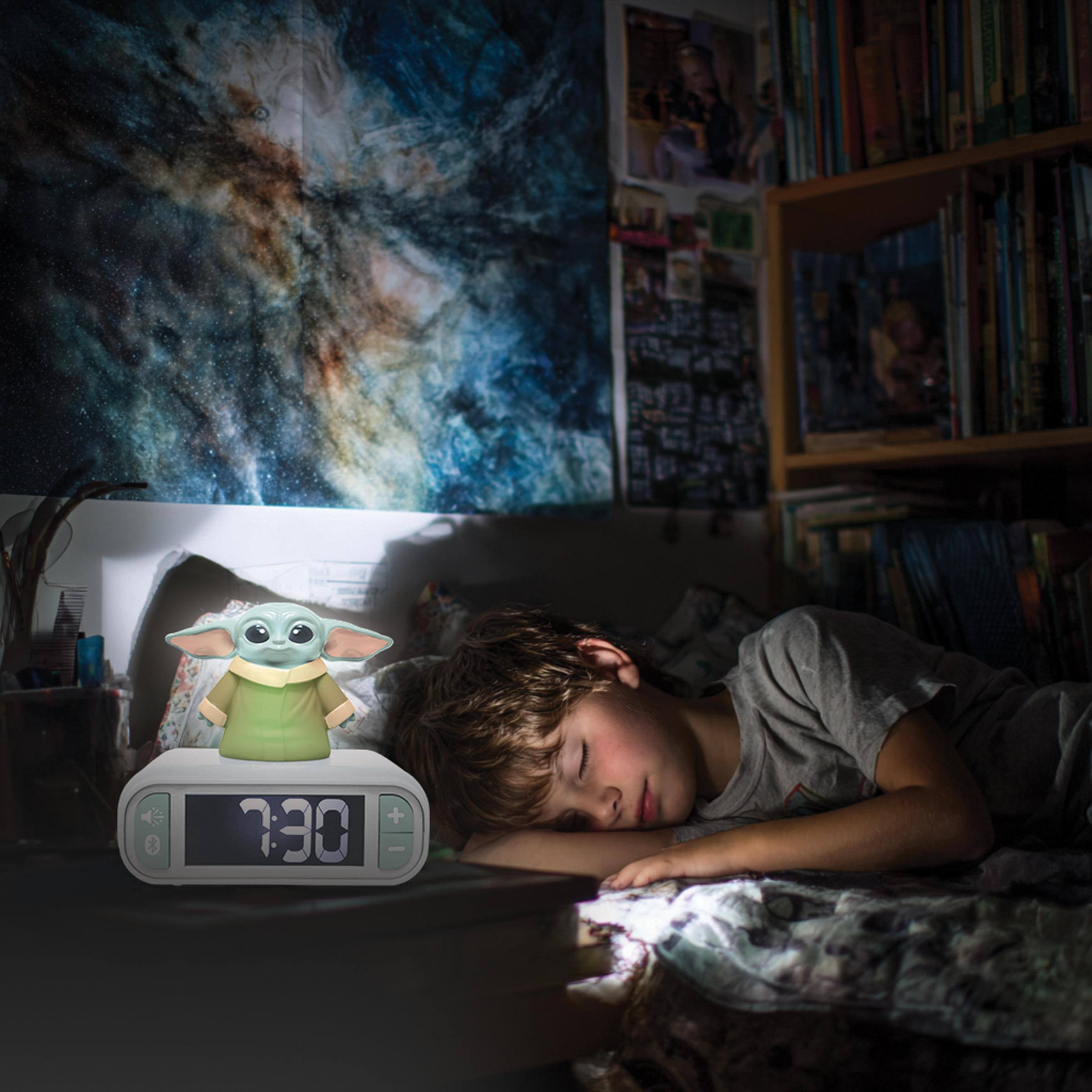 Alt View 9. Lexibook - Grogu, 3D Night Light Alarm Clock, Bluetooth Speaker, LCD Backlit Display, Sound Effects Button, Six Ringtones, Snooze - WHITE.