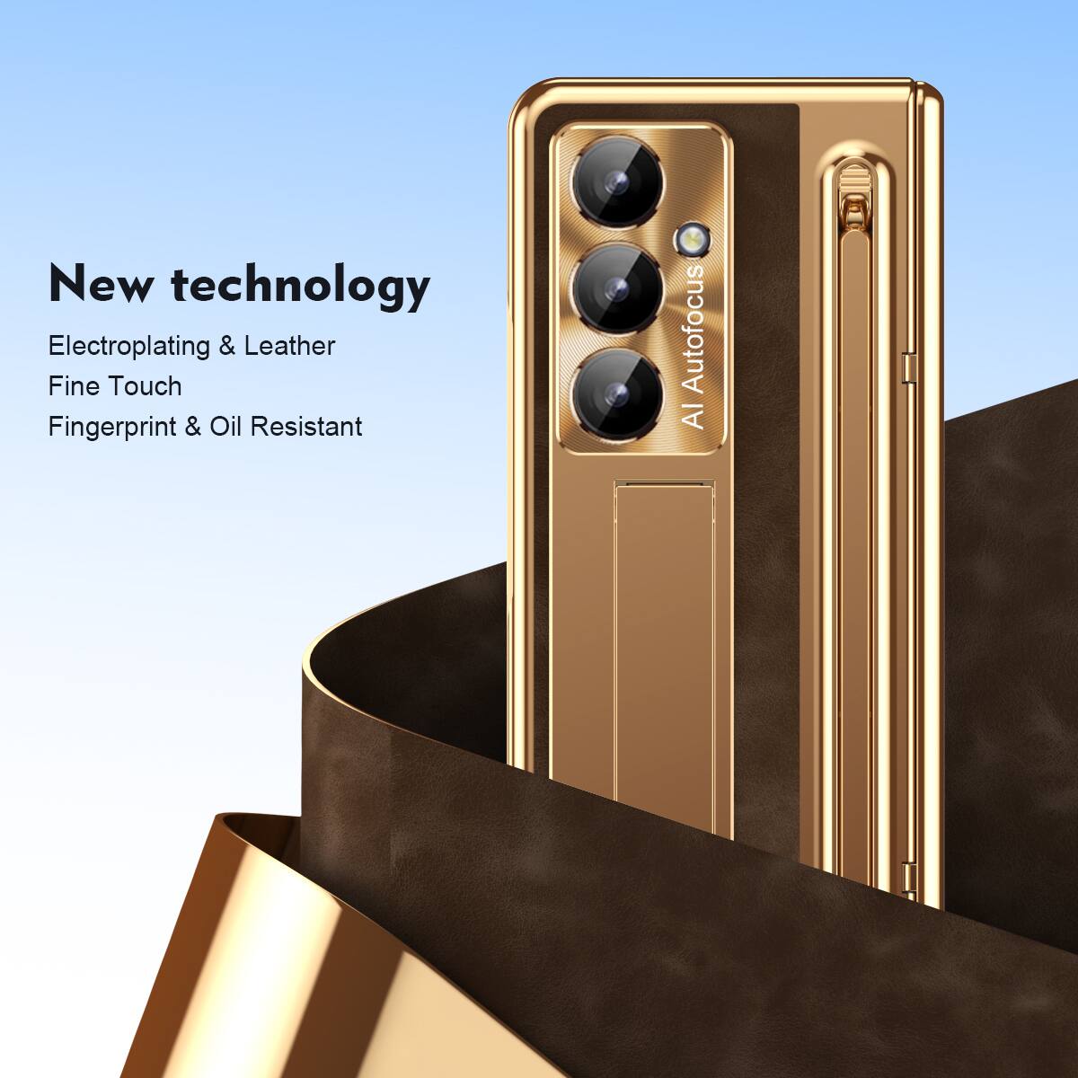 New technology  
Electroplating & Leather  
Fine Touch  
Fingerprint & Oil Resistant  
AI Autofocus