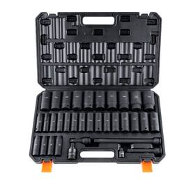 LOVMOR - 1 2 Drive Deep Impact Socket Set 34 Piece Metric 6 Point Alloy Steel Automotive Repair Storage Case