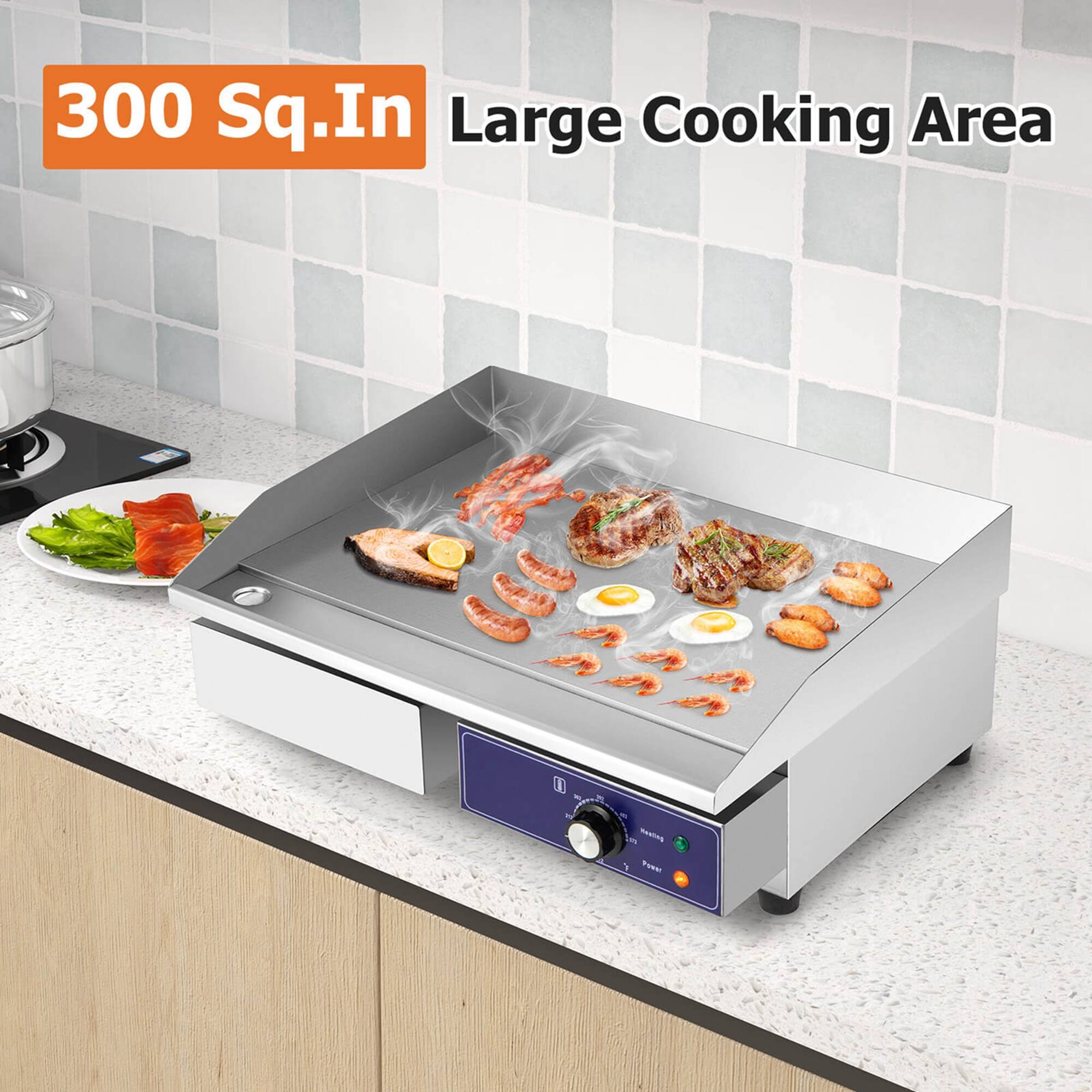 The text on the image reads "300 Sq.In Large Cooking Area."