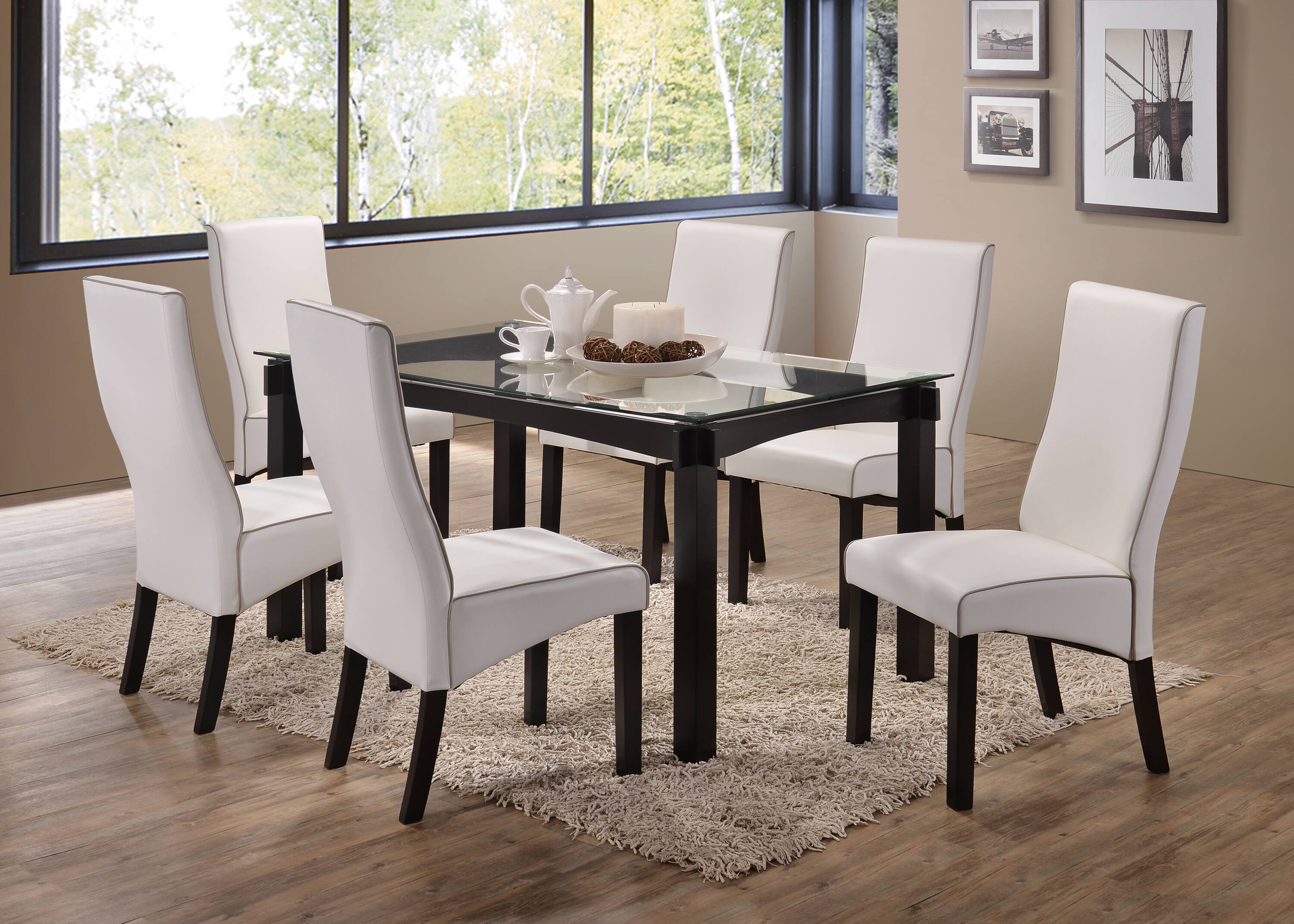 Angle. Kings Brand Furniture - Set of 2 Contemporary Dining Chairs Faux Leather Upholstery, Cappuccino Wood Legs - White / Cappuccino Legs.