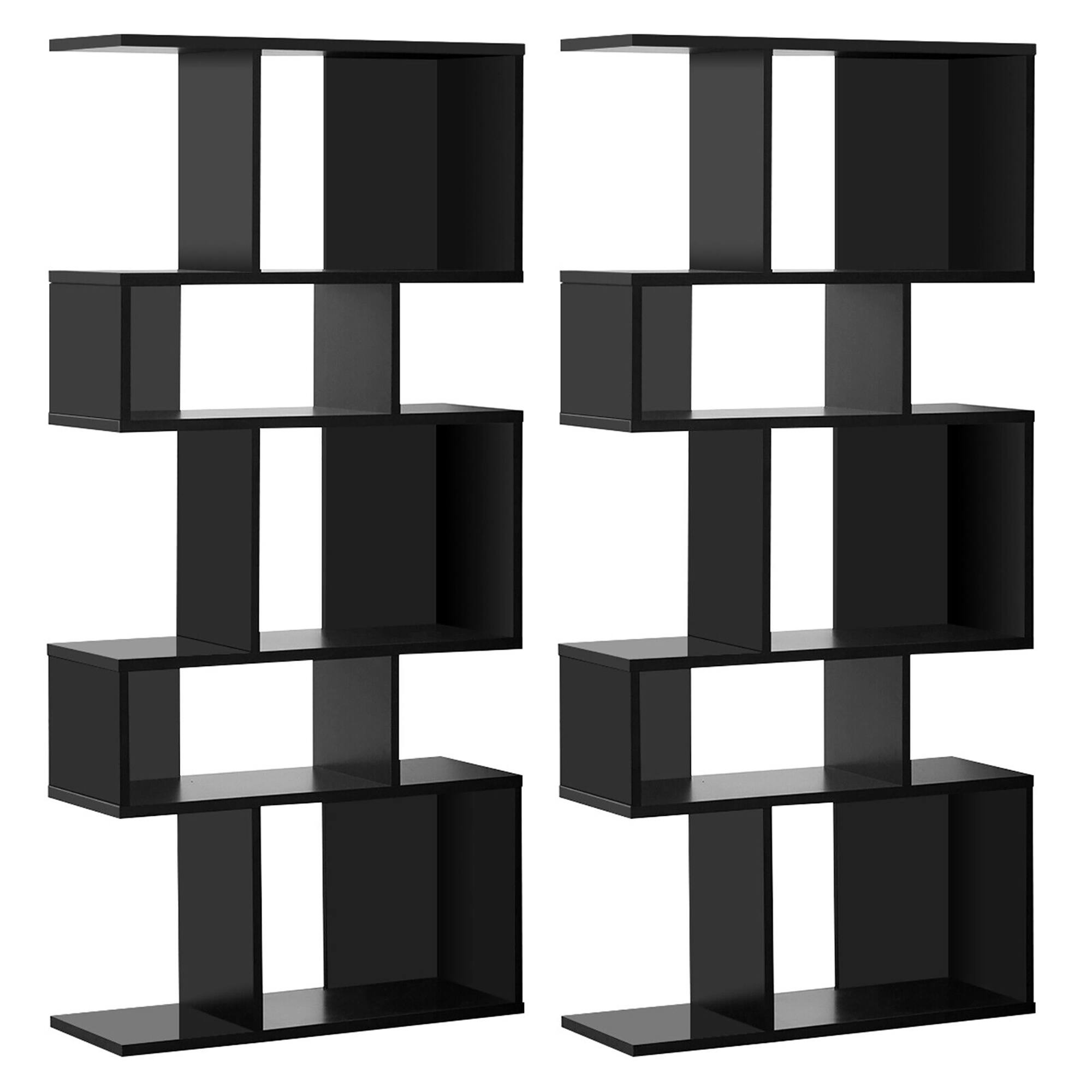 Alt View 9. Gymax - Gymax 2 PCS 5 Cubes Ladder Shelf Freestanding Bookshelf Display Rack Bookcase Black - Black.