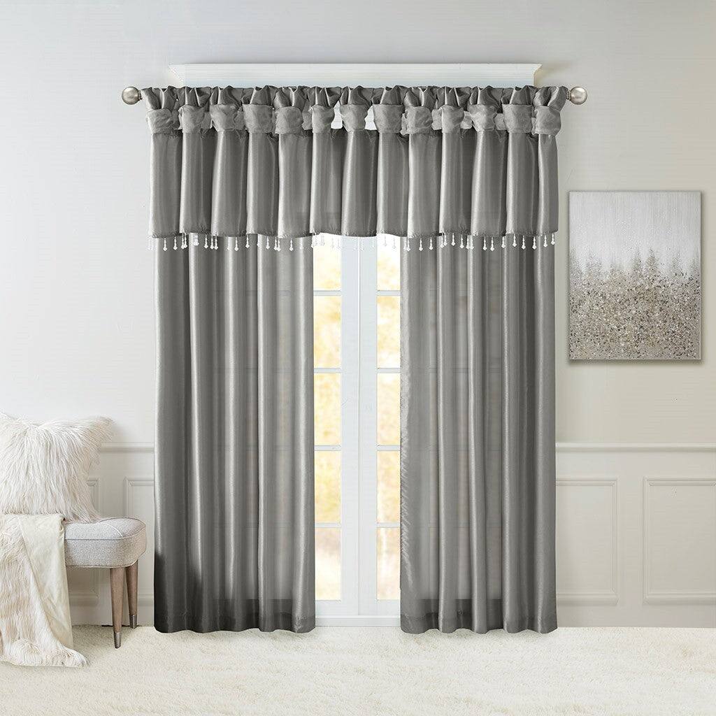 Alt View 10. BreeBe - Twist Tab Lined Window Curtain Panel Charcoal 50x108' - Charcoal.