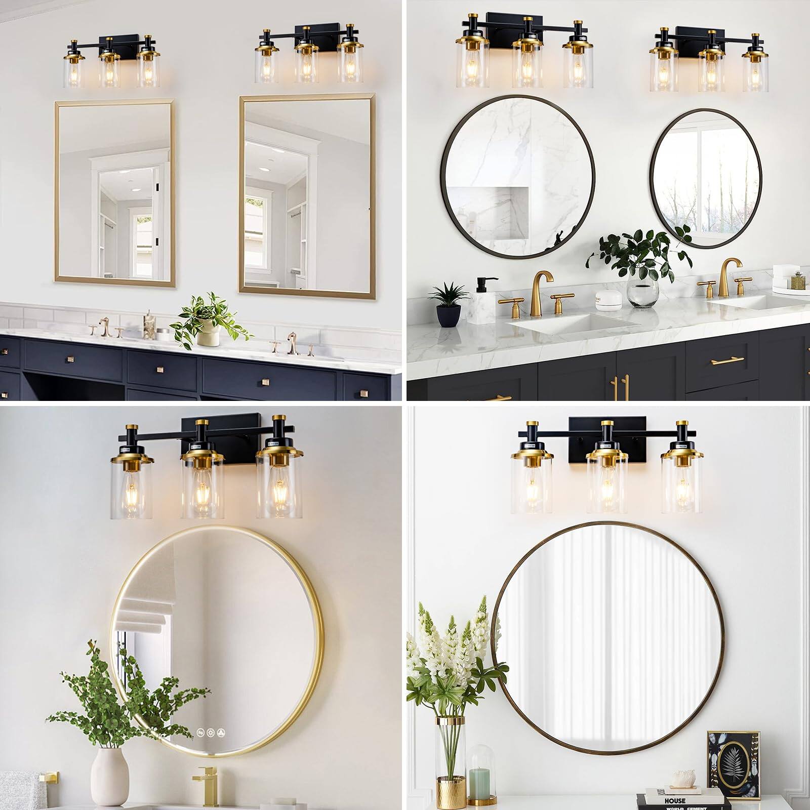 Alt View 4. Comfort Essence - Light Bathroom Fixtures And Brushed Vanity Fixture Over Mirror Modern Wall Sconces Lighting Lamp For Bedroo - Gold 3-Light.