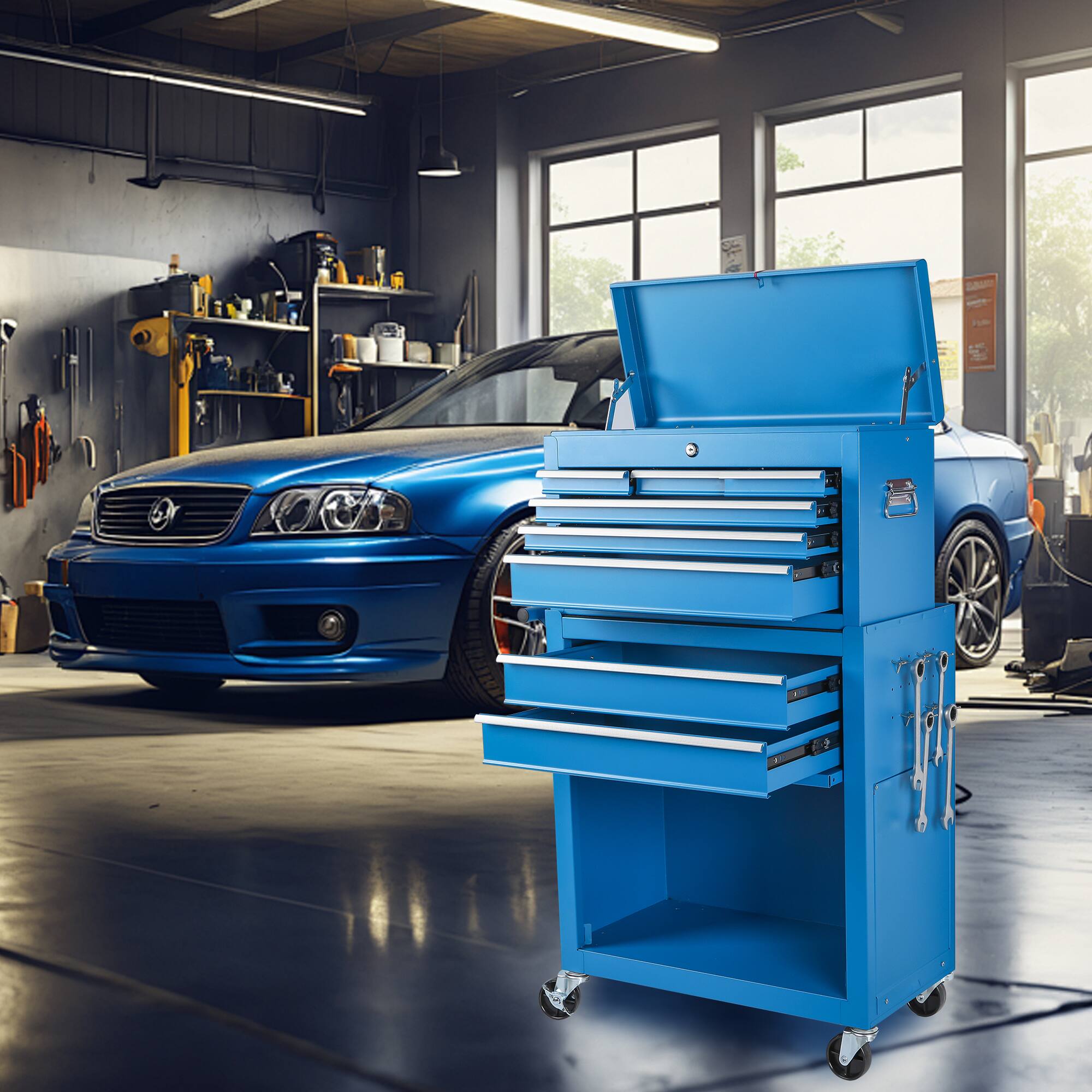 Alt View 5. Boyel Living - Tool Chest, 8-Drawer Rolling Tool Storage Cabinet with 2 in 1 Detachable Top Tool Box.