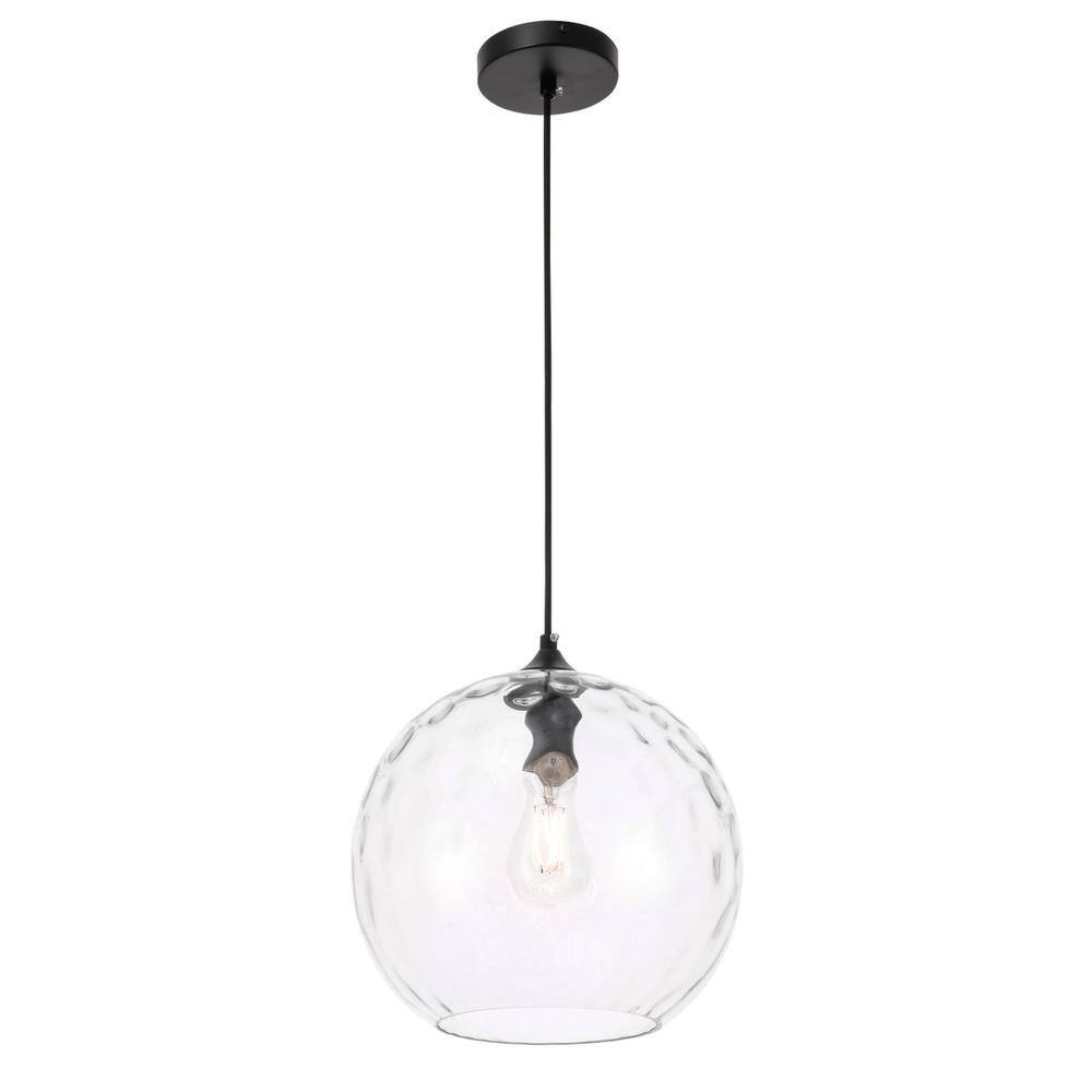 Alt View 9. Living District - Gibson 1 light Black and Clear glass pendant - Black And Clear Glass.