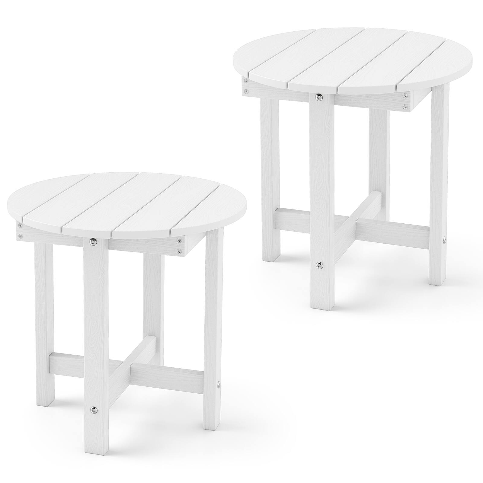 Alt View 9. Costway - Costway 2PCS Outdoor Side Table with Weather-Resistant, Waterproof Top for Patio Deck Pool - White.