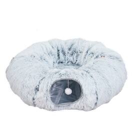 PetPals - Grey Cat Tunnel with Faux Fur - Gray