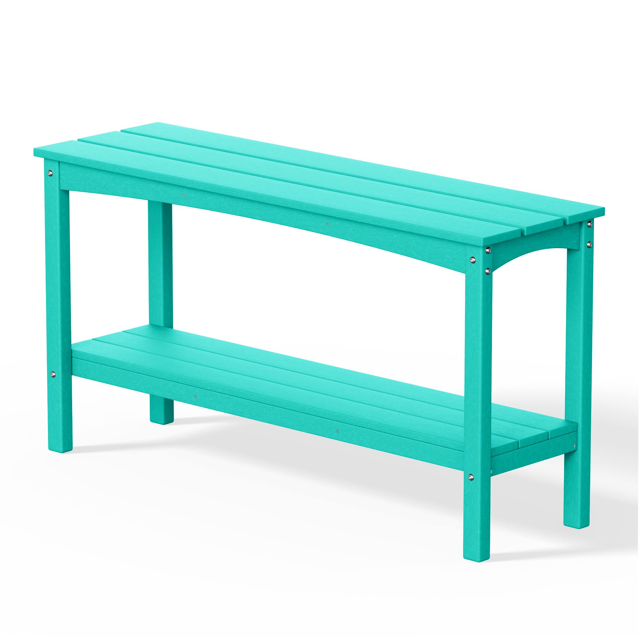 Alt View 1. WestinTrends - WestinTrends Malibu 55" Outdoor Patio HDPE Adirondack 2-Tier Shelf Console Table - Turquoise.