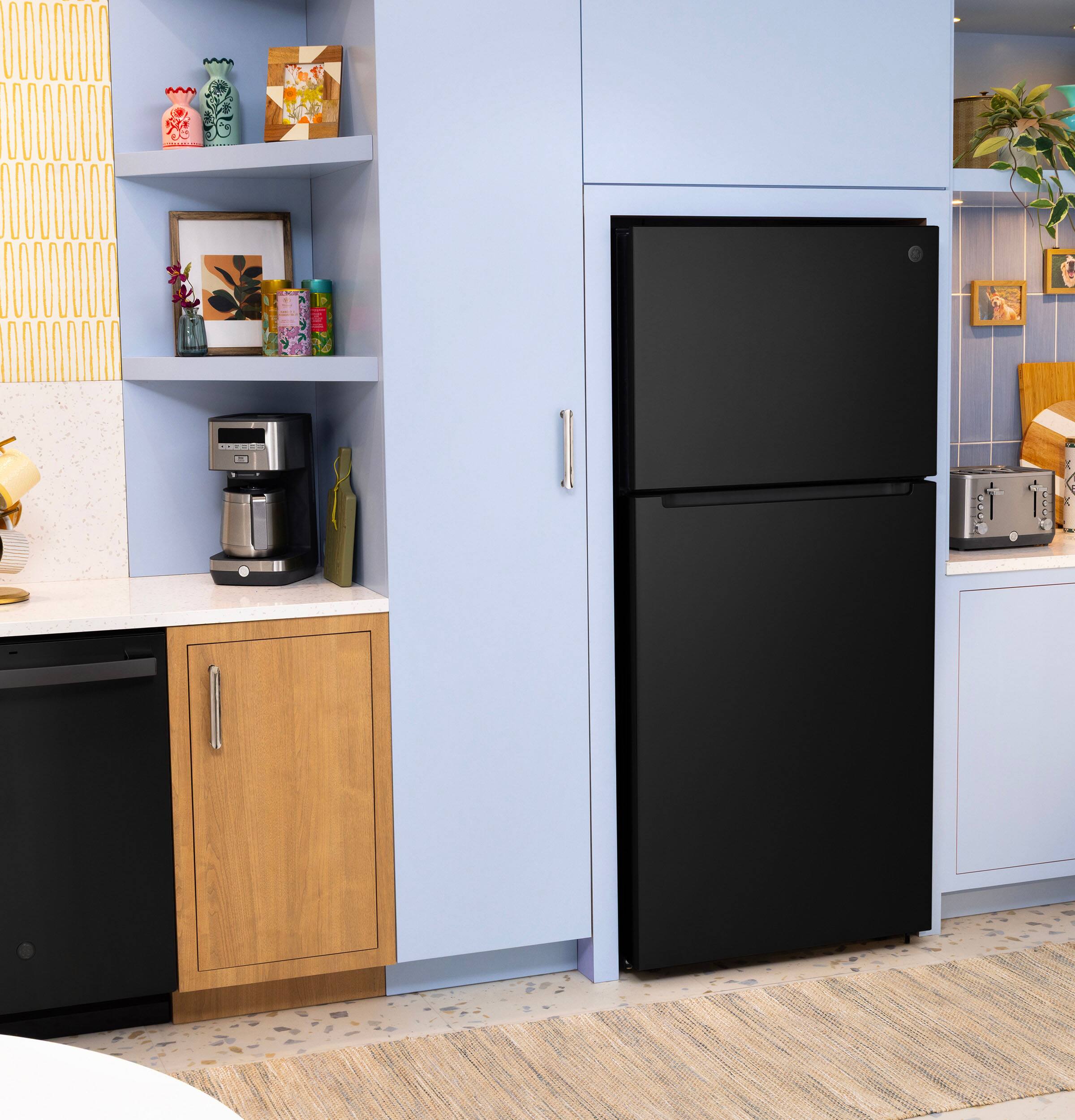 Alt View 22. GE - 30 in. Wide 21 Cu. Ft. Freestanding Garage Ready Top Freezer Refrigerator with Bright LED Lighting - Black.