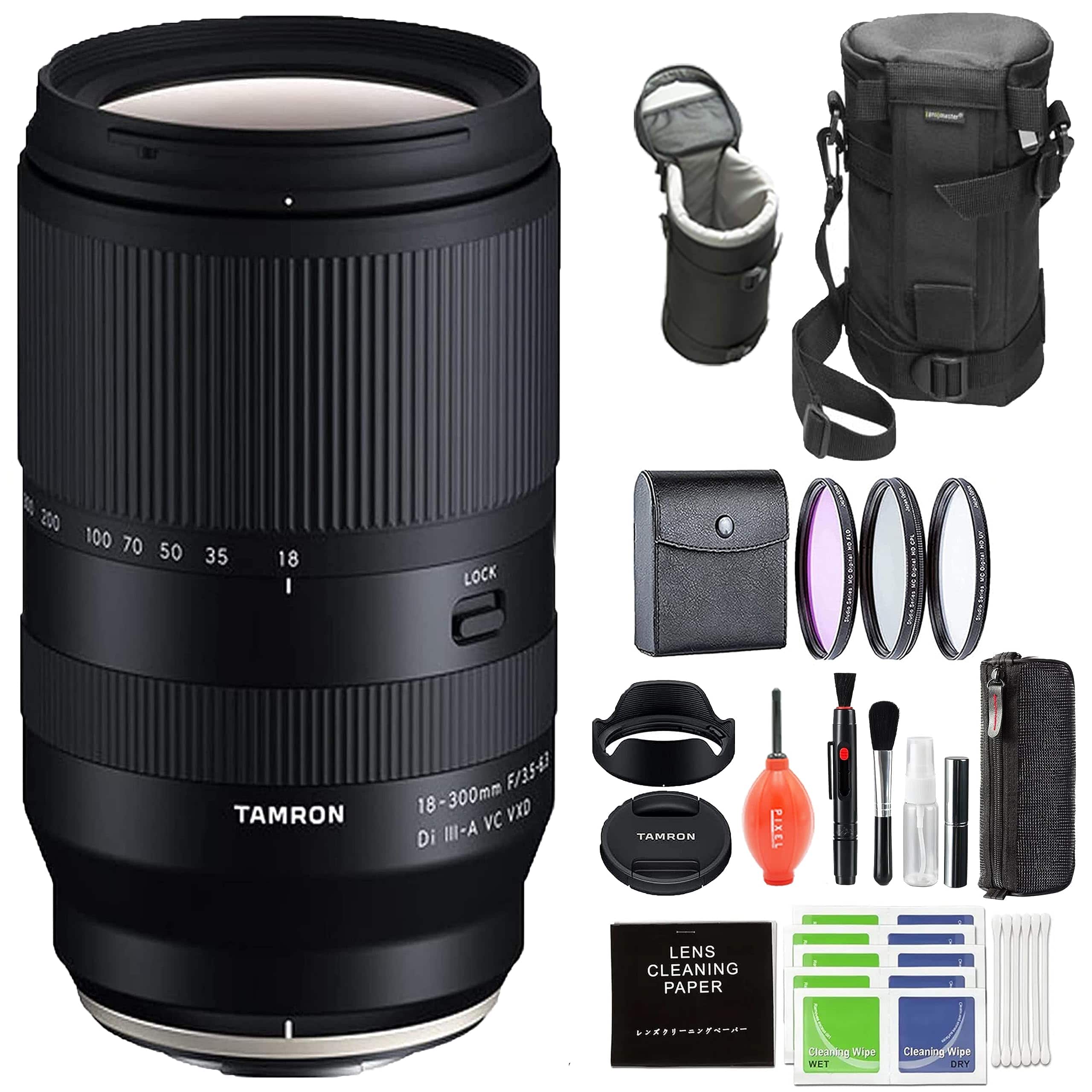 Tamron - 18-300mm f/3.5-6.3 Di III-A VC VXD Lens for Fujifilm X with Accessory Bundle (Tamron USA 6-Year Warranty) - Black