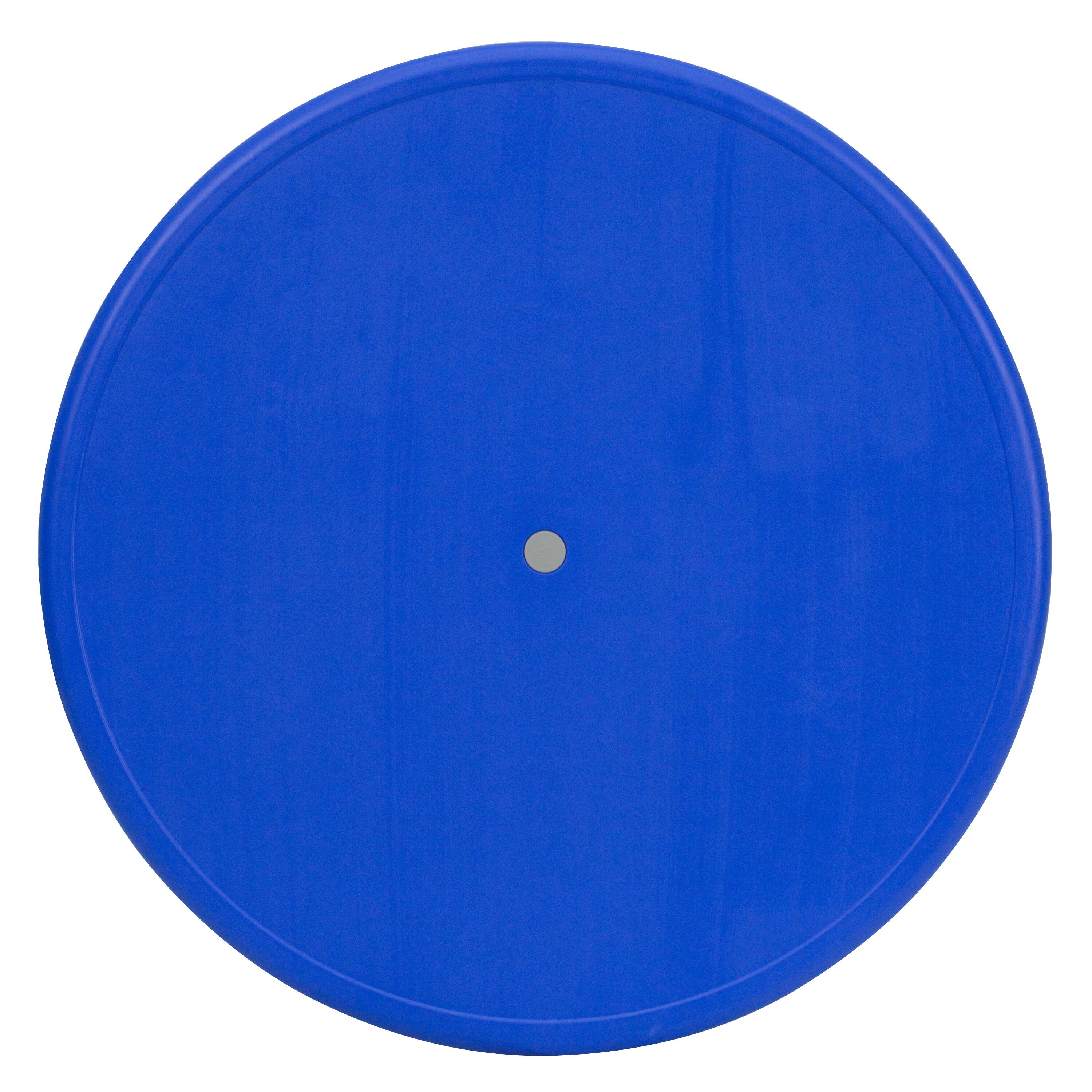 Alt View 2. Emma + Oliver - 33" Round Plastic Height Adjustable Activity Table - Blue.