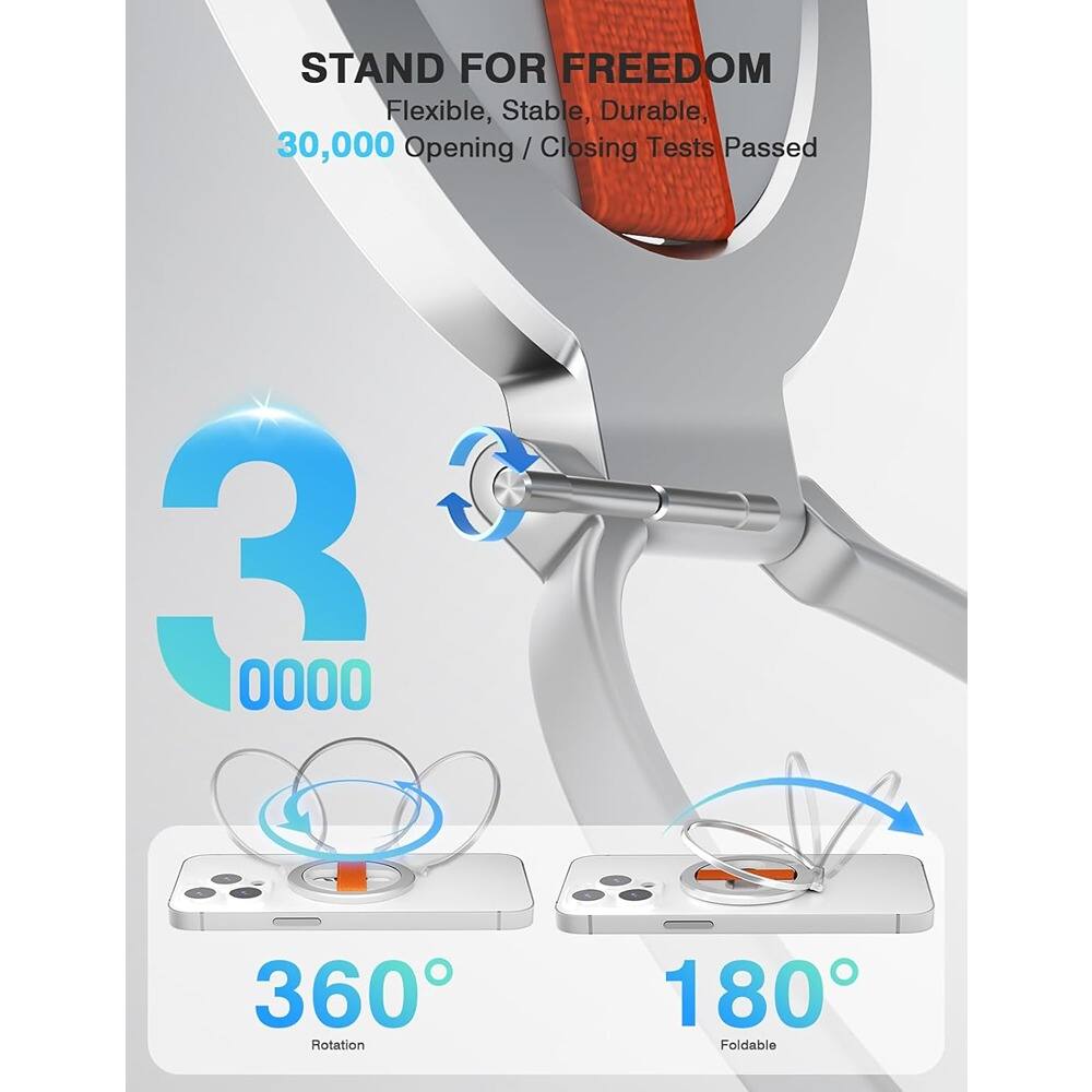 Alt View 1. PARKER SLATER - Grat 2 Dual-Sided Magnetic Phone Grip Stand for MagSafe iPhone 16–12 (Silver) - Grat2-Silver.