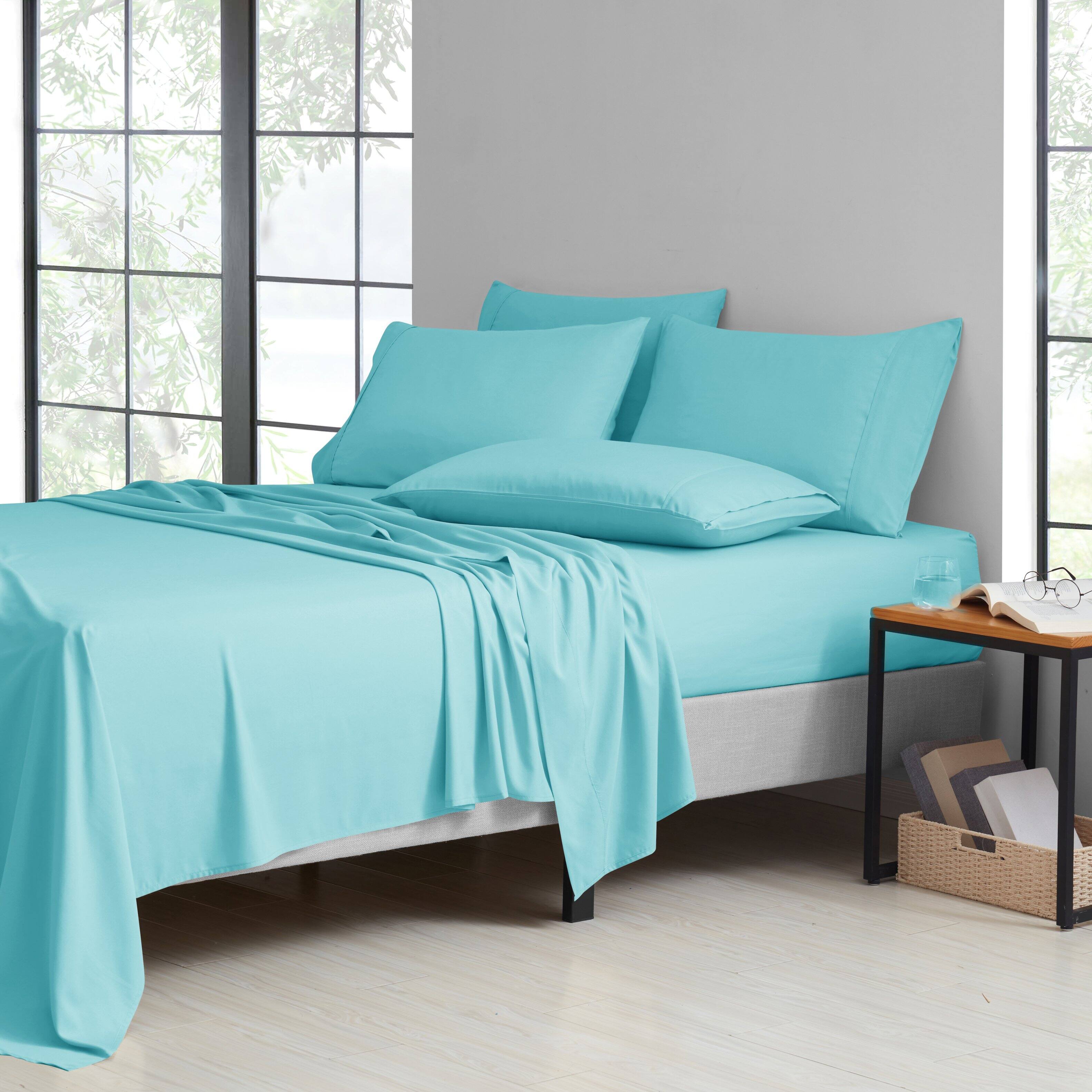 Front. Kathy Ireland - Kathy Ireland 2000 Thread Count Cotton 6 Pc Sheet Set - Aqua.