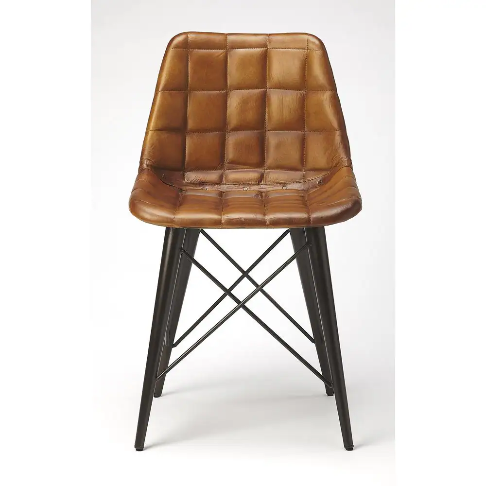 Back. Butler Specialty - Patty Leather Side Chair - Medium Brown.