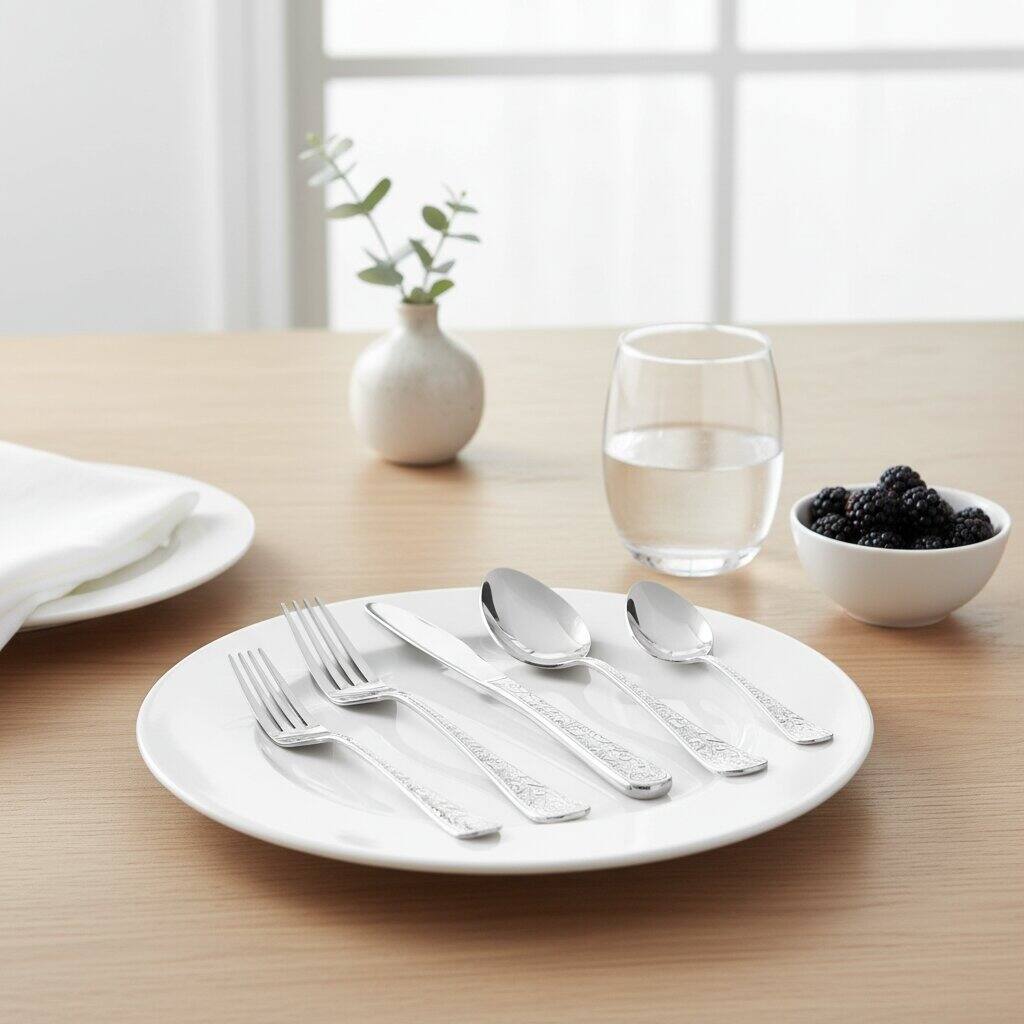 Alt View 2. Dazzed Corner - Silverware Set,Stainless Steel 20 Pieces Flatware Set - Silver.