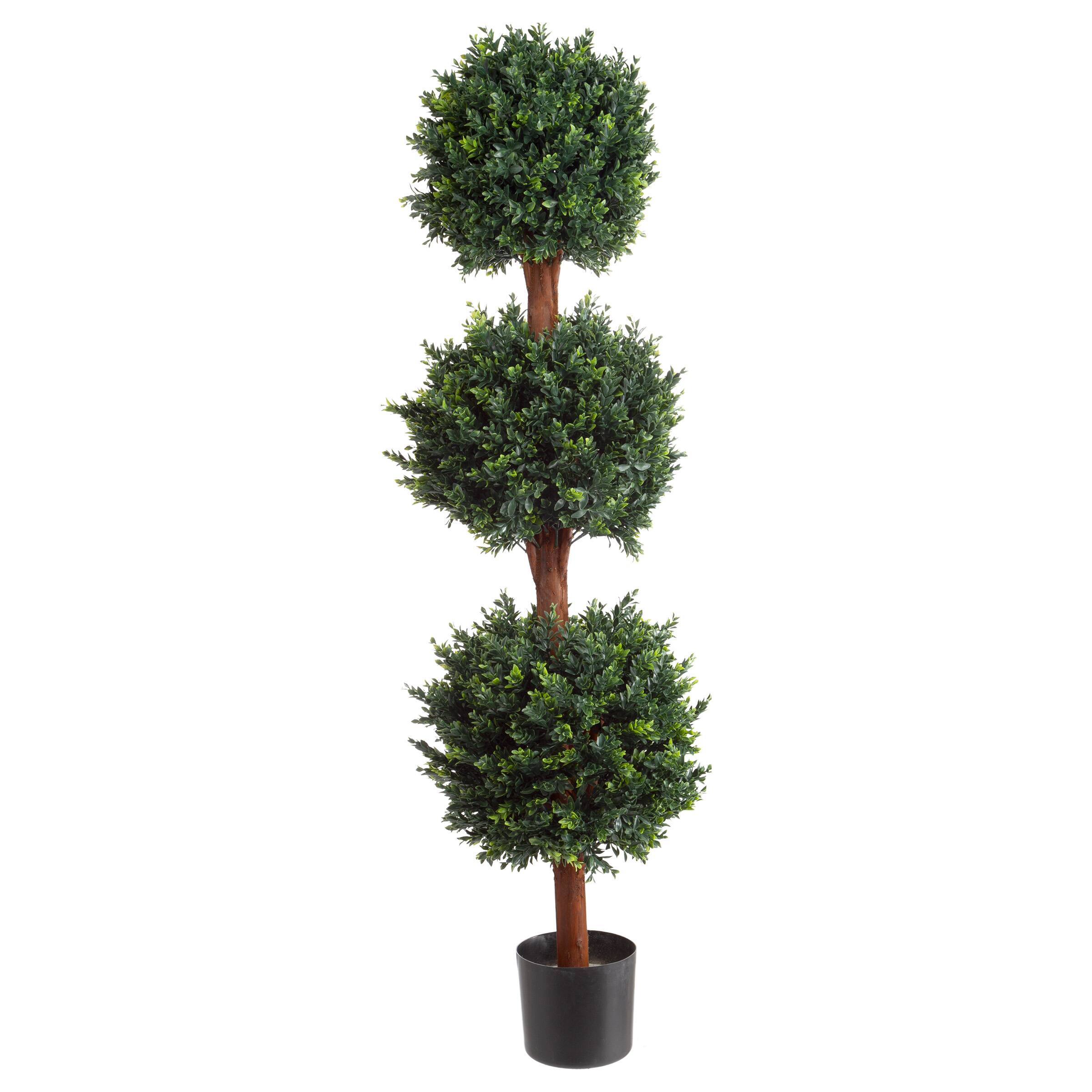 Front. Pure Garden - 5FT Hedyotis Artificial Tree in Pot - Green, Brown, Black.